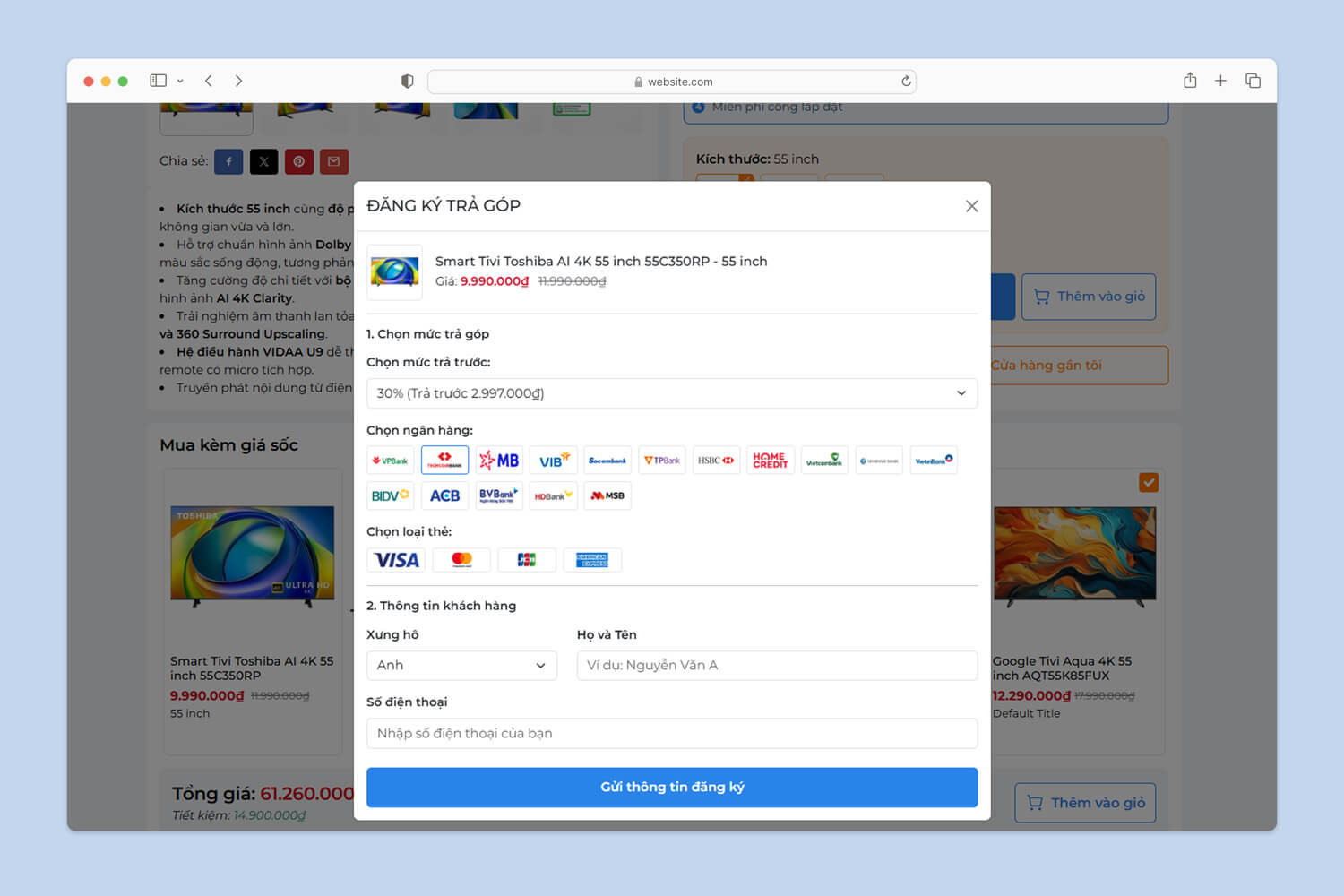 Trả góp sản phẩm