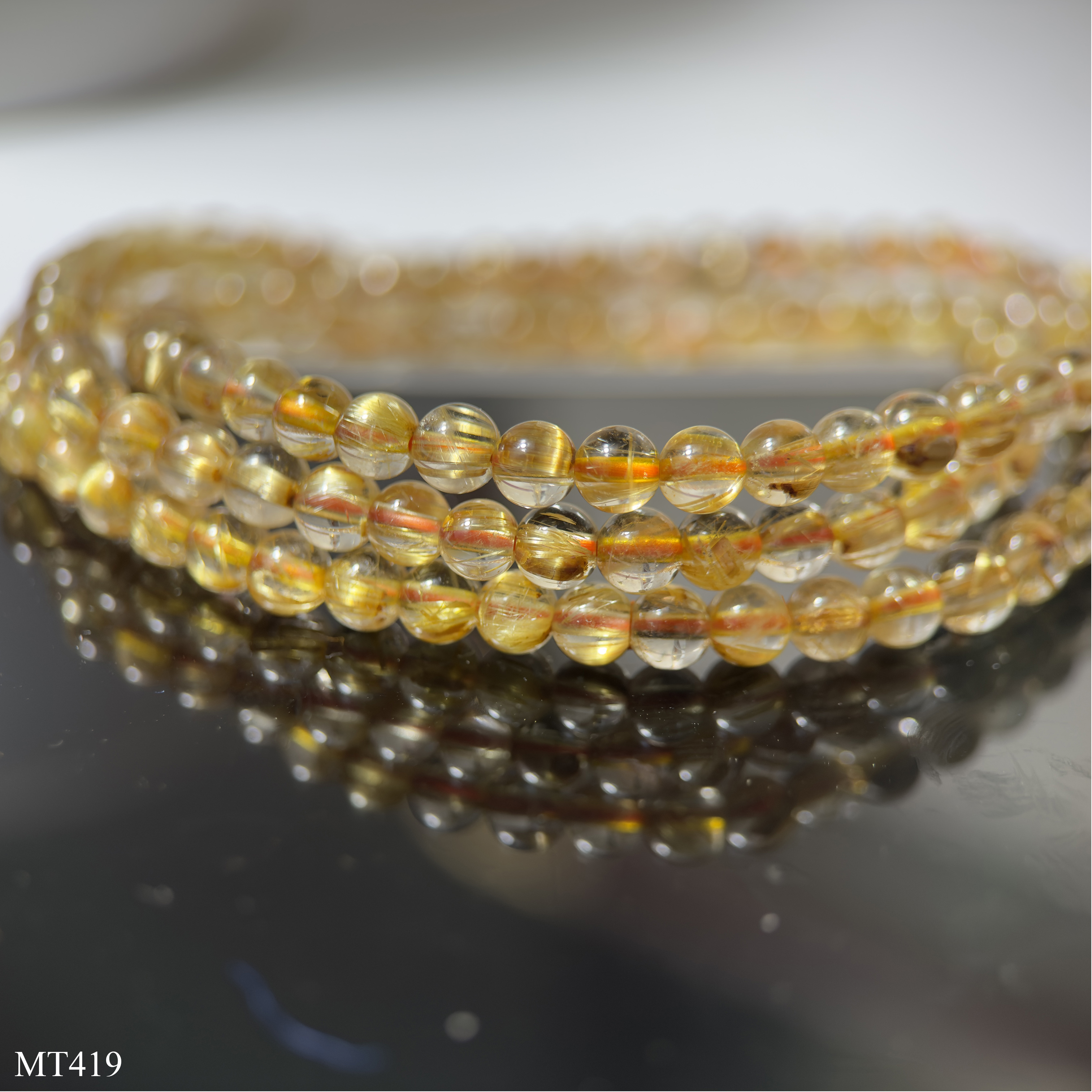 Vòng Tay Thạch Anh Tóc Vàng Víp Quấn 3 Vòng 4-5-6mm