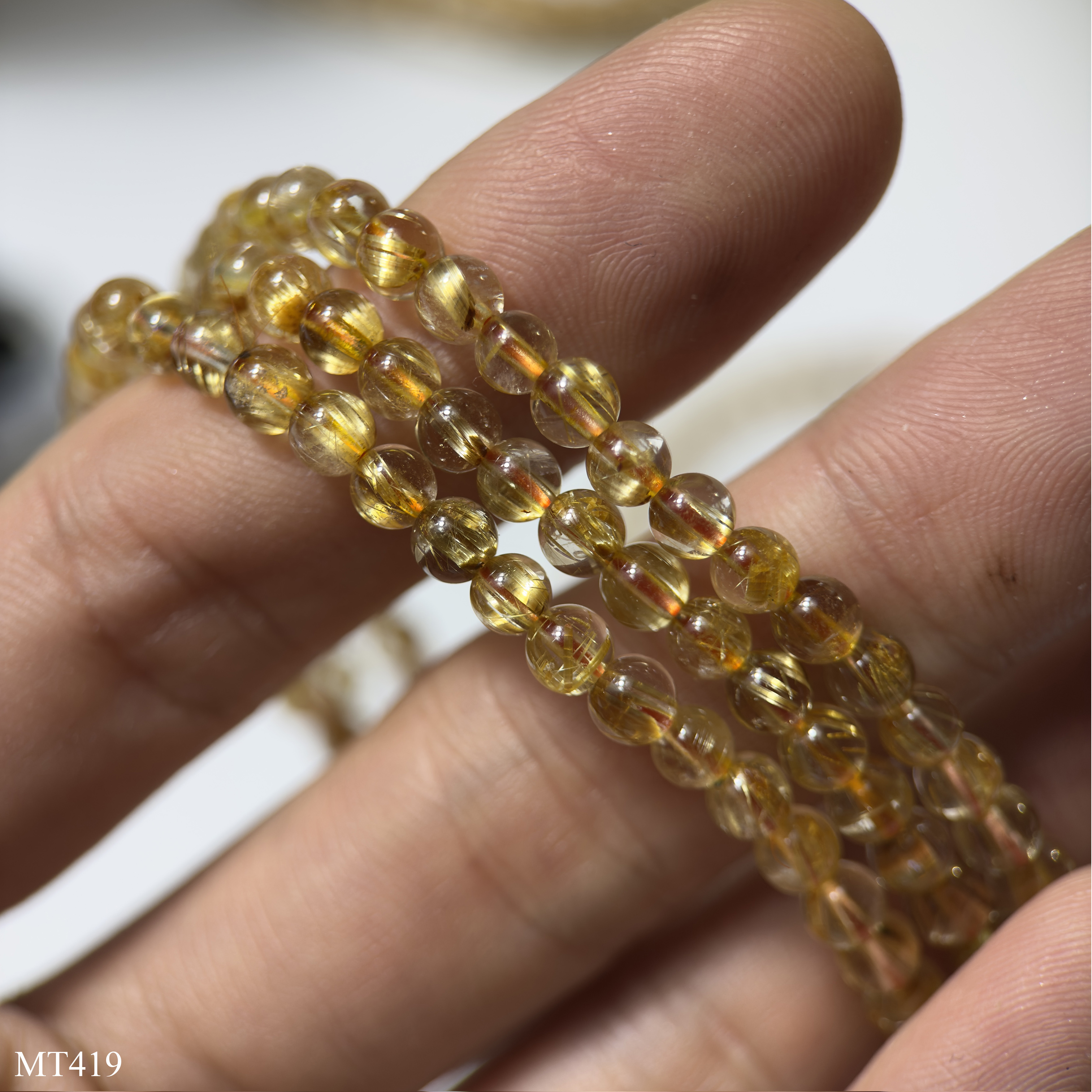 Vòng Tay Thạch Anh Tóc Vàng Víp Quấn 3 Vòng 4-5-6mm