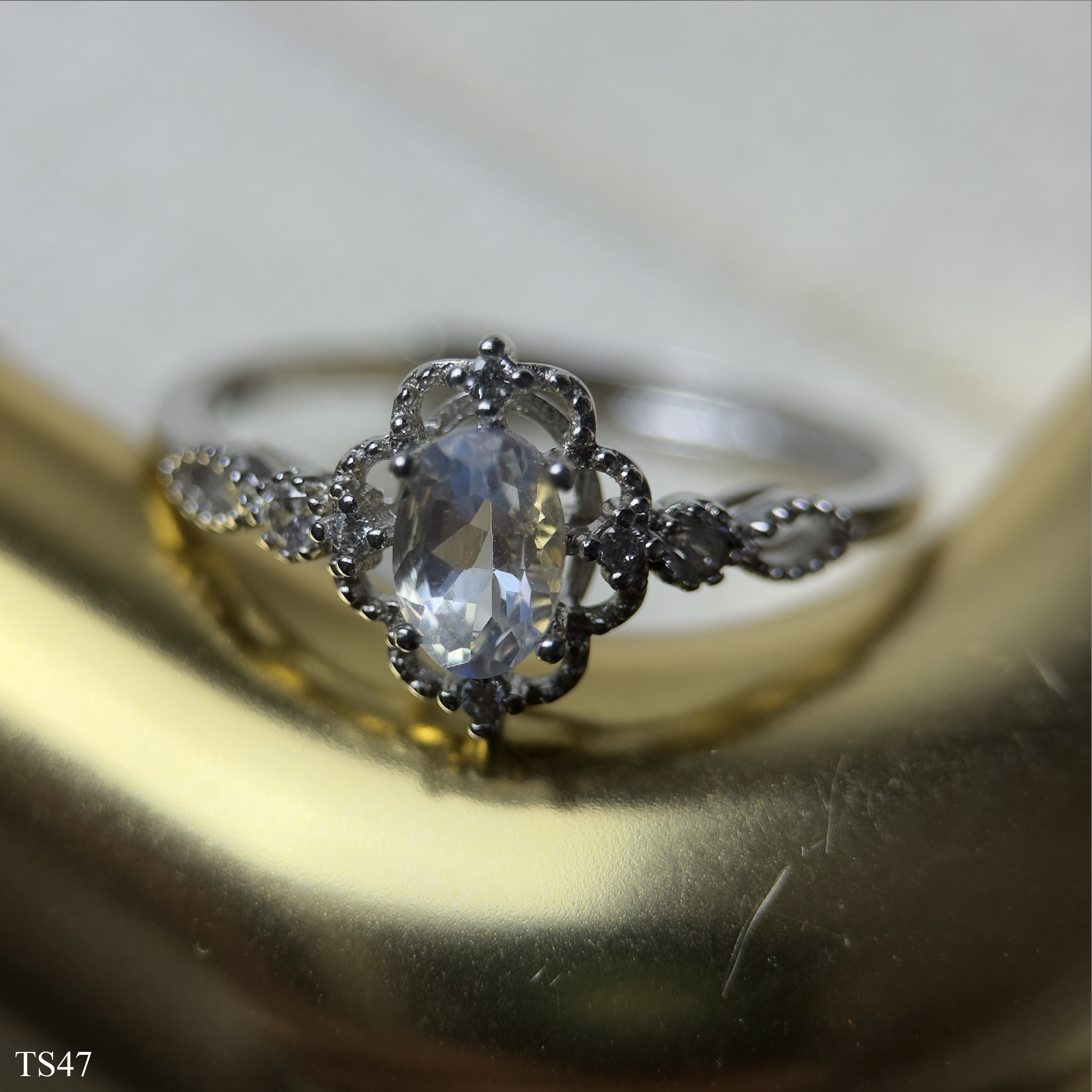 Nhẫn Bạc 925 Nữ Freesize Đá Mặt Trăng Moonstone