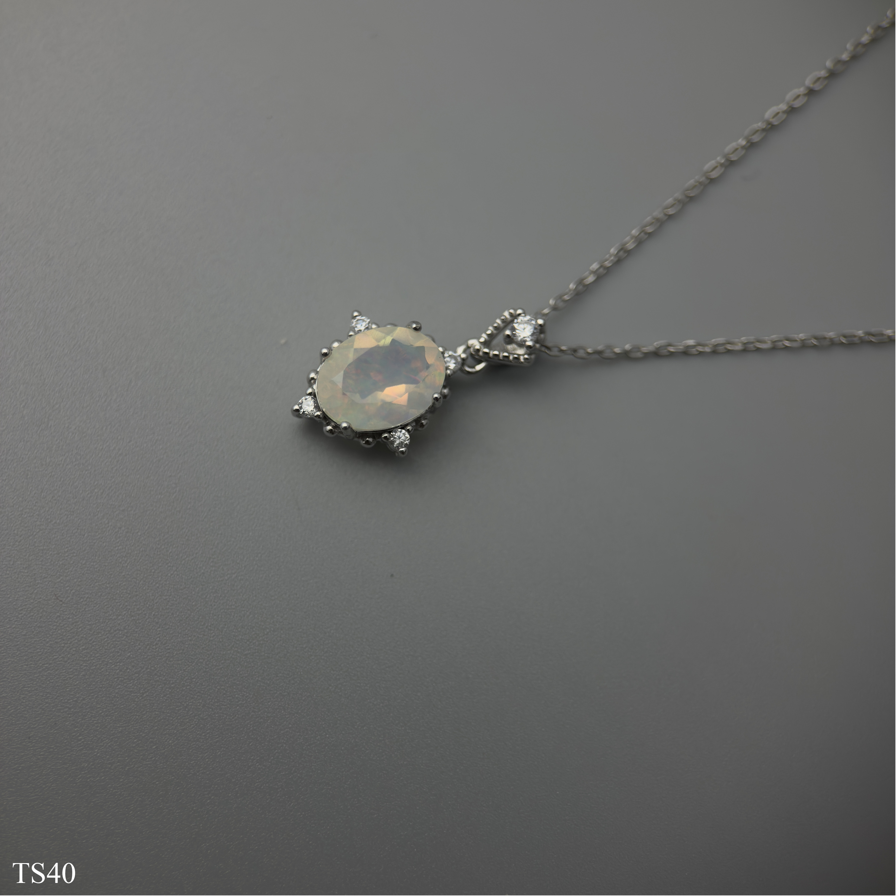 Dây chuyền bạc 925 nữ trang sức đính đá opal