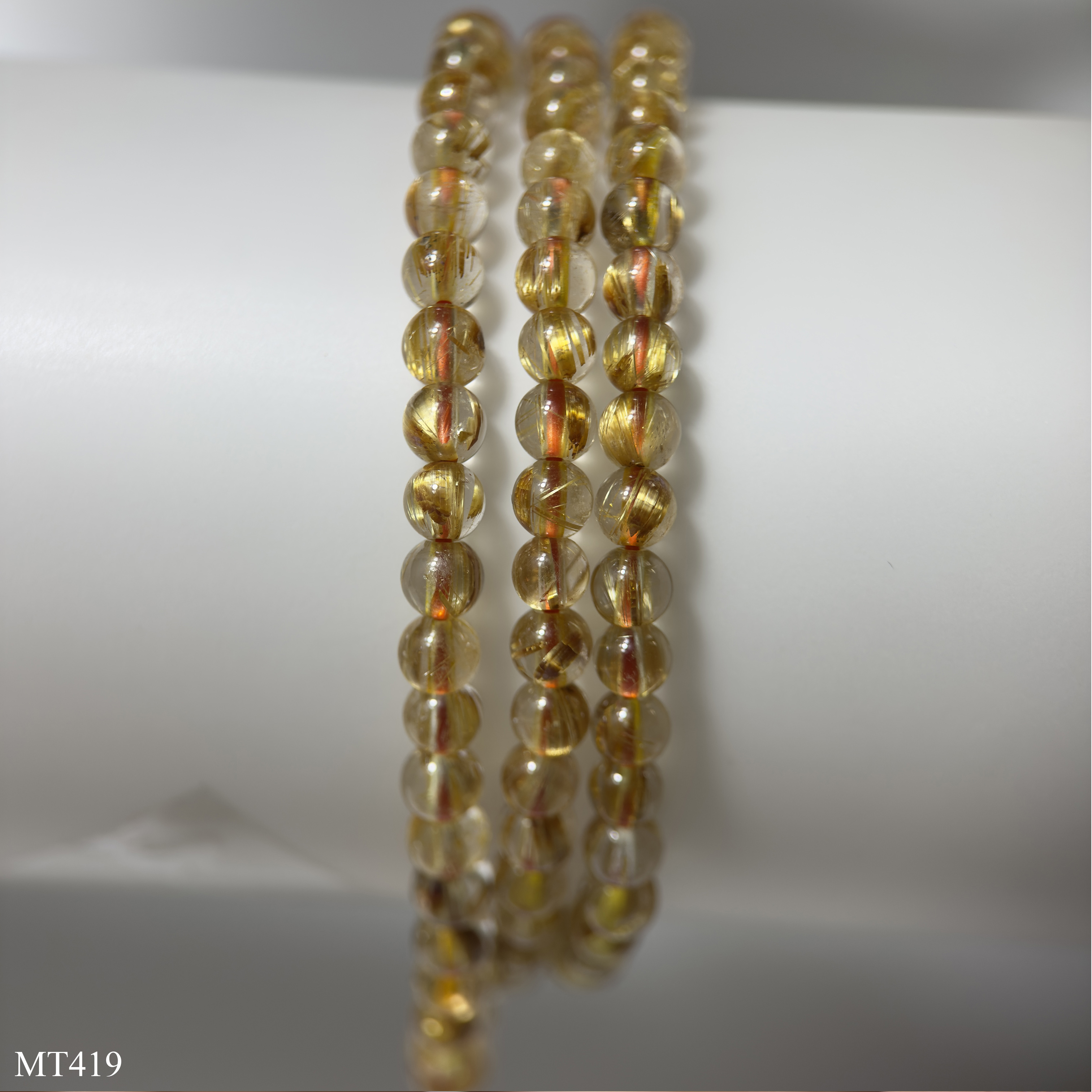 Vòng Tay Thạch Anh Tóc Vàng Víp Quấn 3 Vòng 4-5-6mm