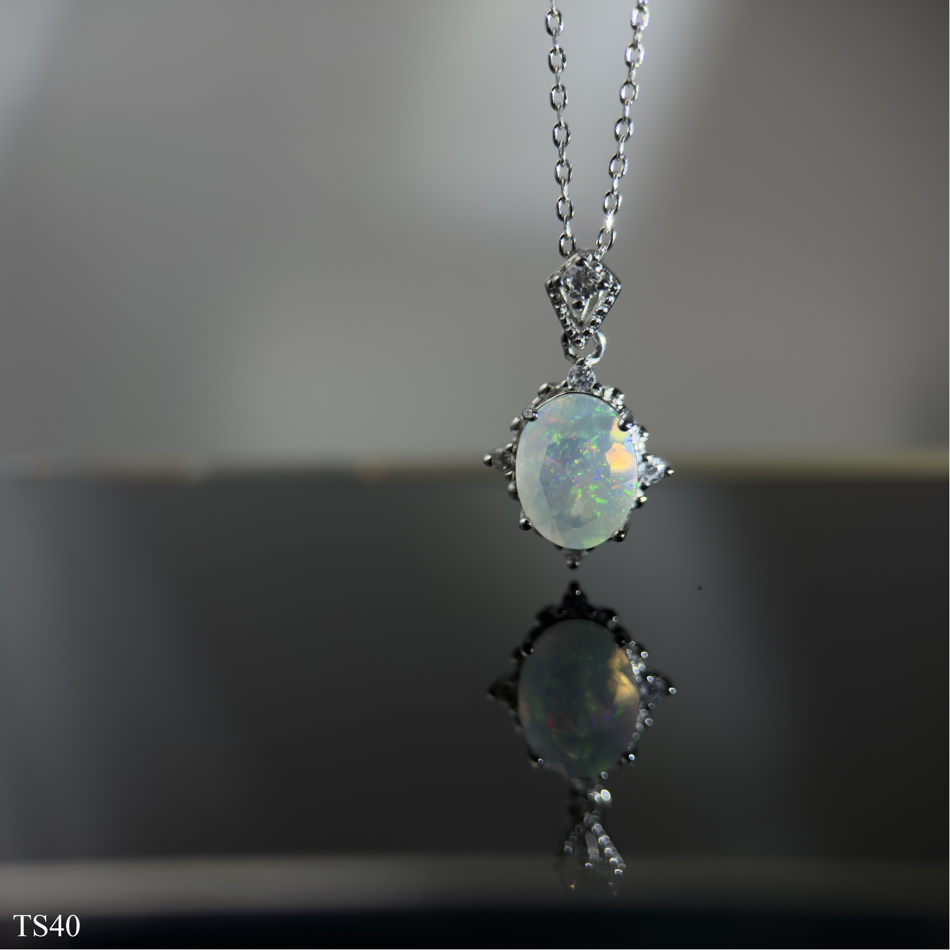 Dây chuyền bạc 925 nữ trang sức đính đá opal