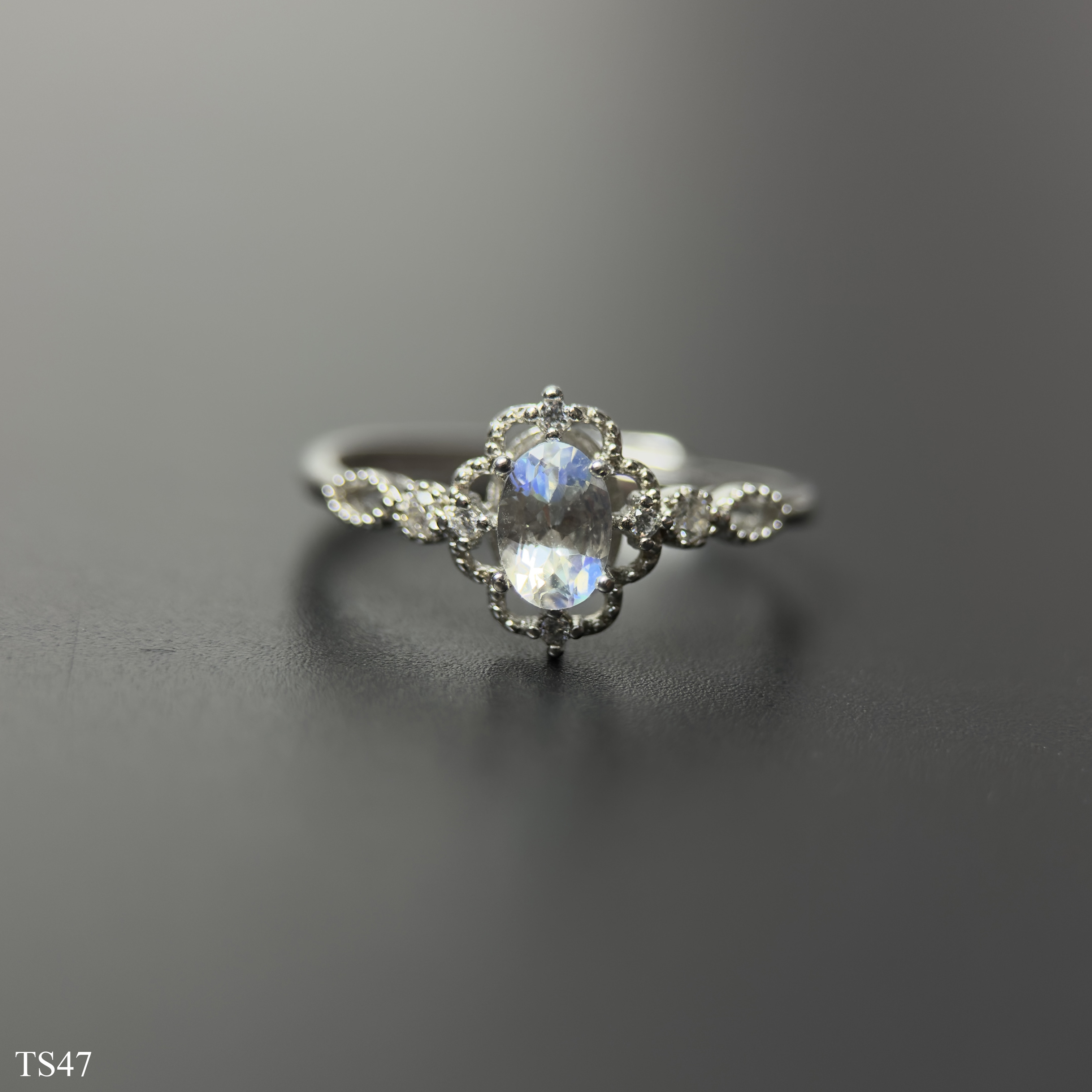 Nhẫn Bạc 925 Nữ Freesize Đá Mặt Trăng Moonstone