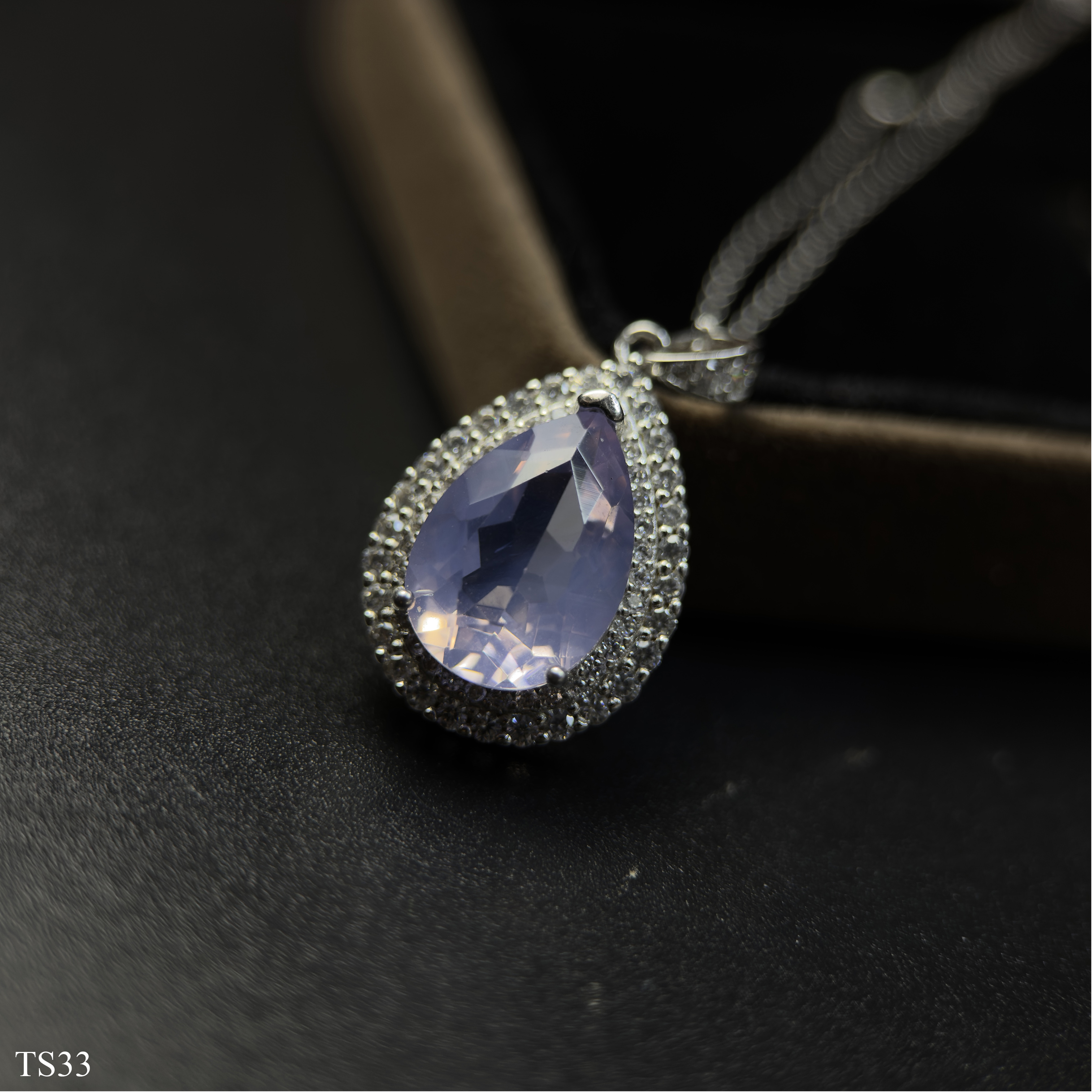 Dây Chuyền Bạc 925 Đá Thạch Anh Tím Emethisyt Giọt Nước Đẹp