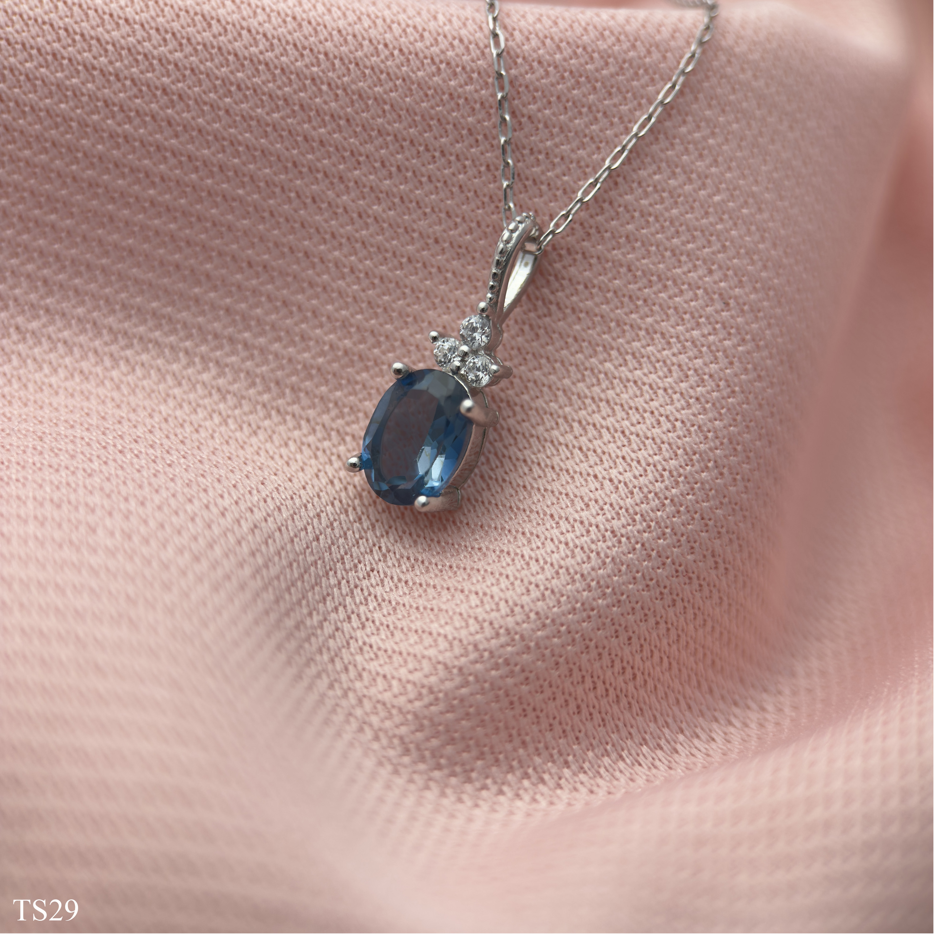 Dây Chuyền Bạc 925 Phụ Kiện Đính Đá Topaz Xanh Cho Nữ