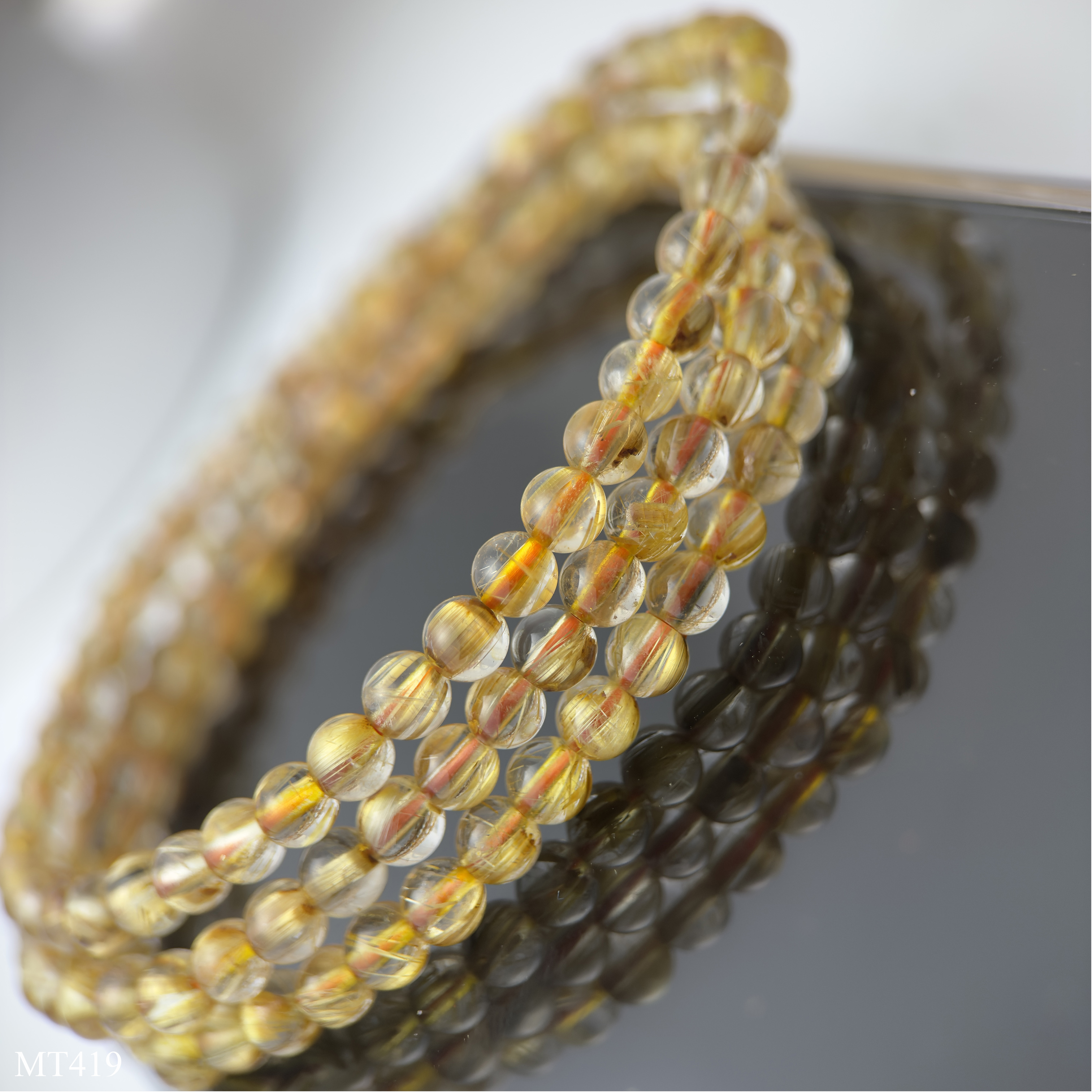 Vòng Tay Thạch Anh Tóc Vàng Víp Quấn 3 Vòng 4-5-6mm