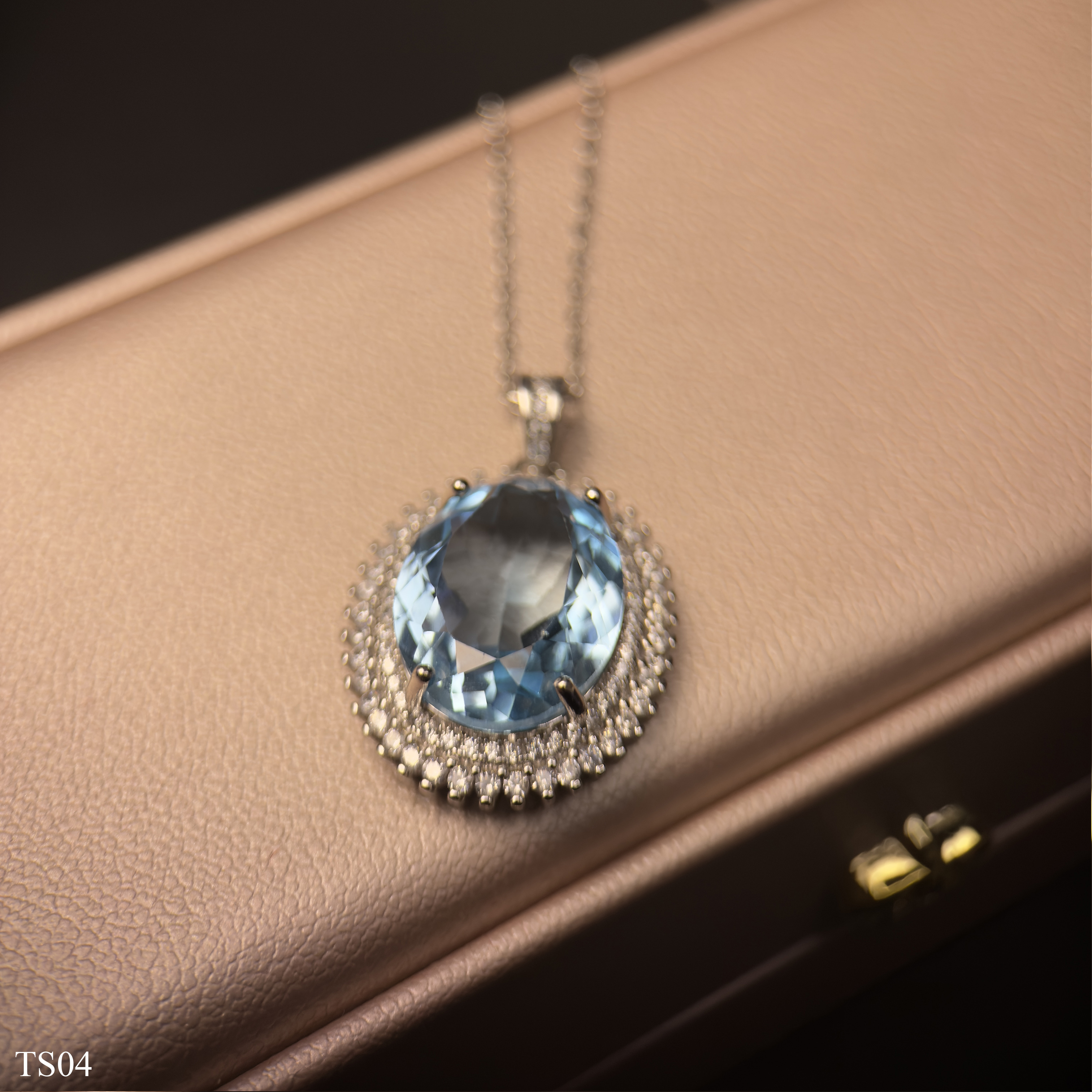 Dây chuyền bạc 925 nữ đính đá Topaz xanh tự nhiên