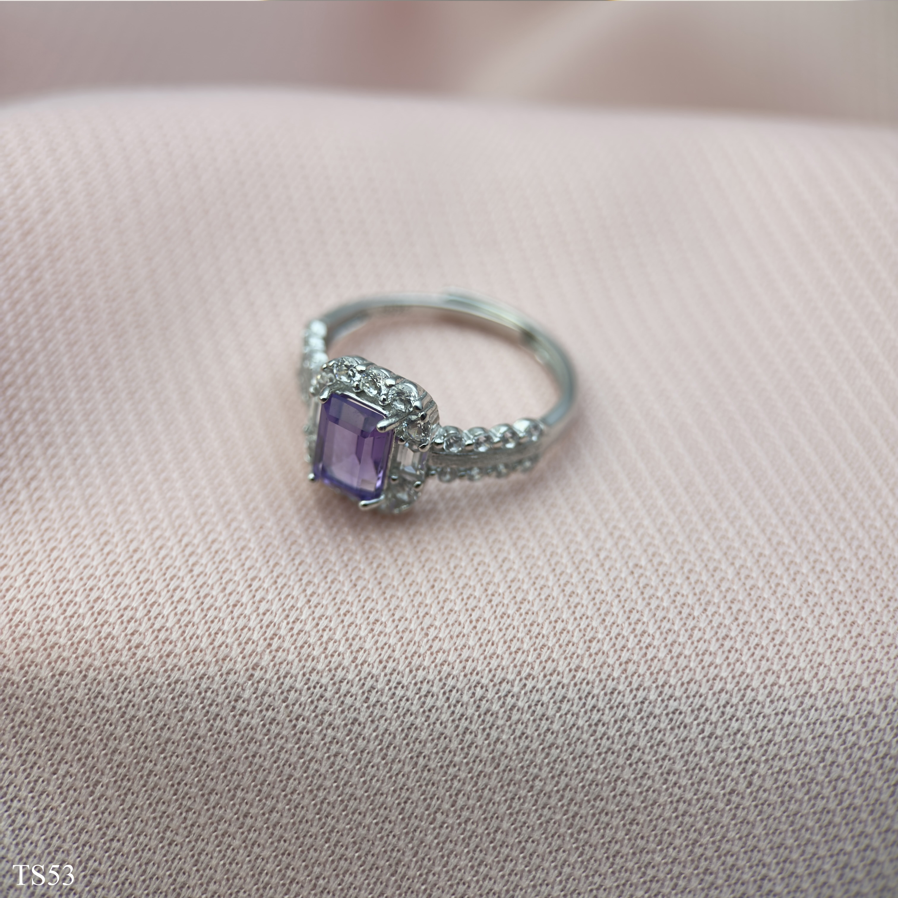 Nhẫn Bạc 925 Đá Thạch Anh Tím Emethisyt Sang Trọng