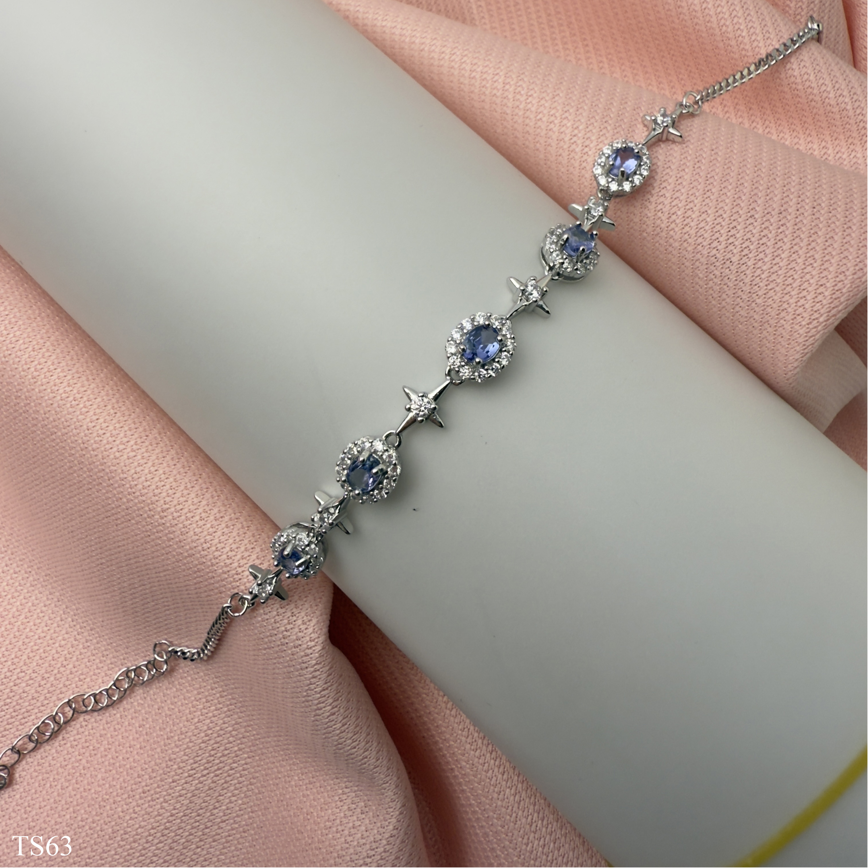 Lắc Bạc 925 Nữ Đính Đá Tanzanite Tự Nhiên Cao Cấp