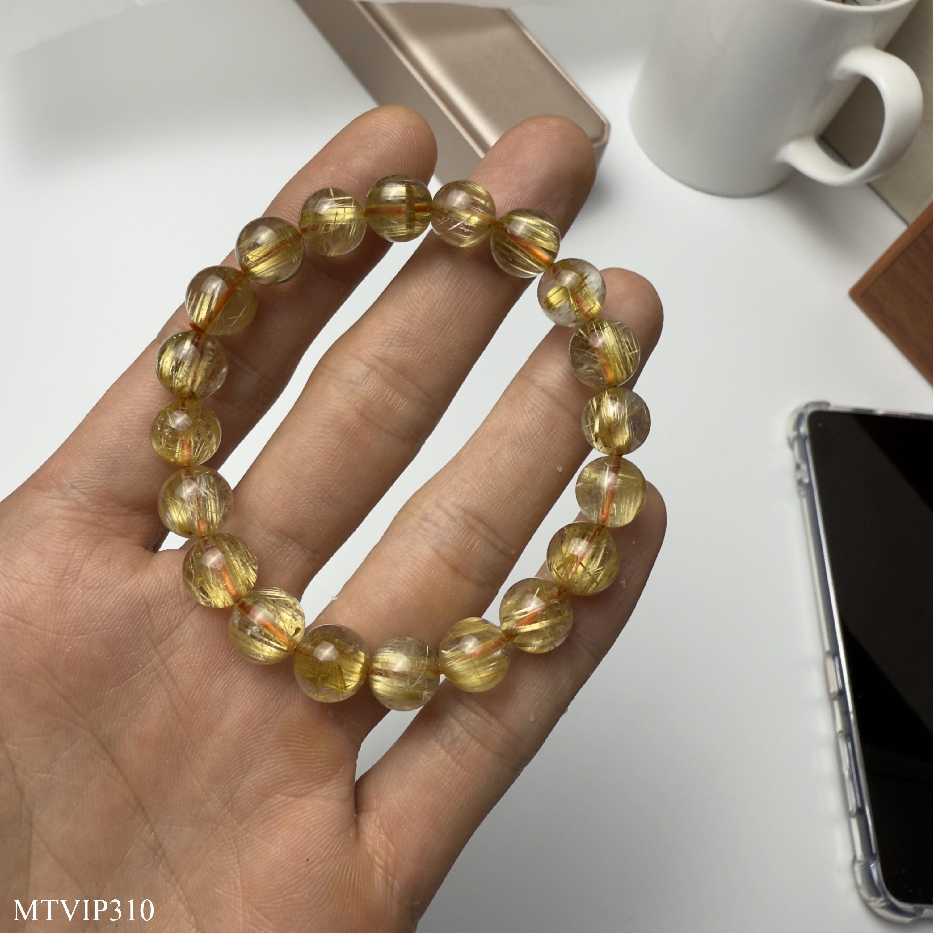 Vòng Đá Thạch Anh Tóc Vàng Víp Tài Lộc May Mắn