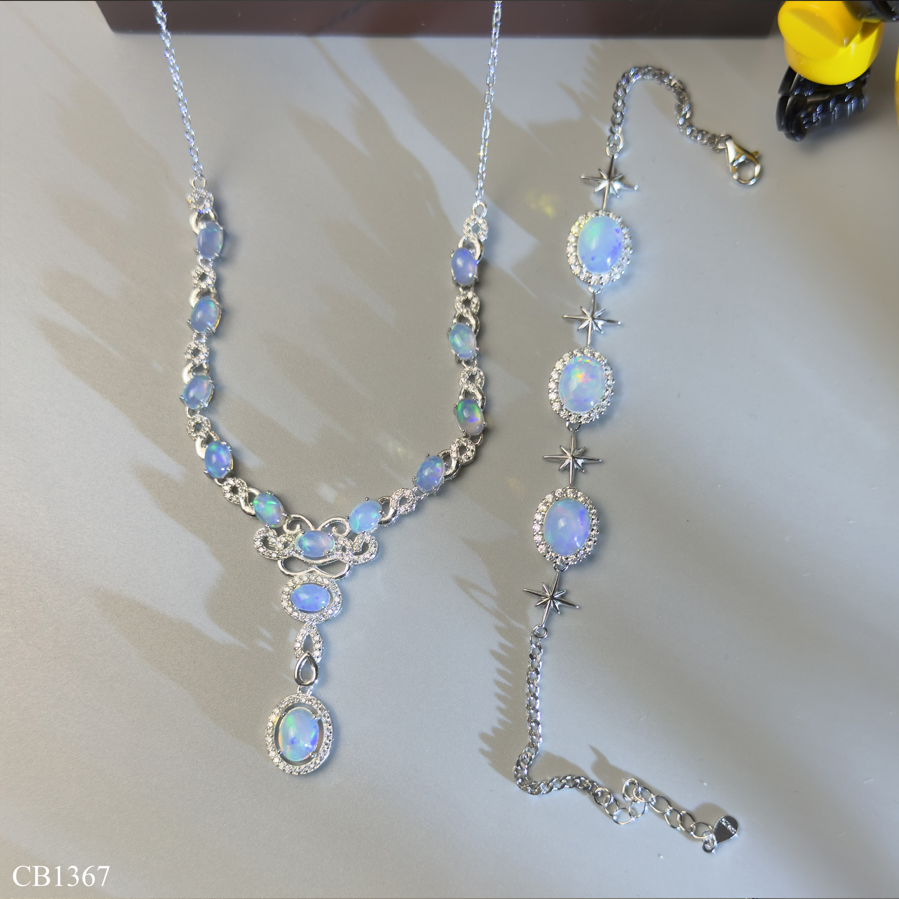 Bộ Trang Sức Opal Bạc 925 Cao Cấp - Lắc Tay và Dây Chuyền