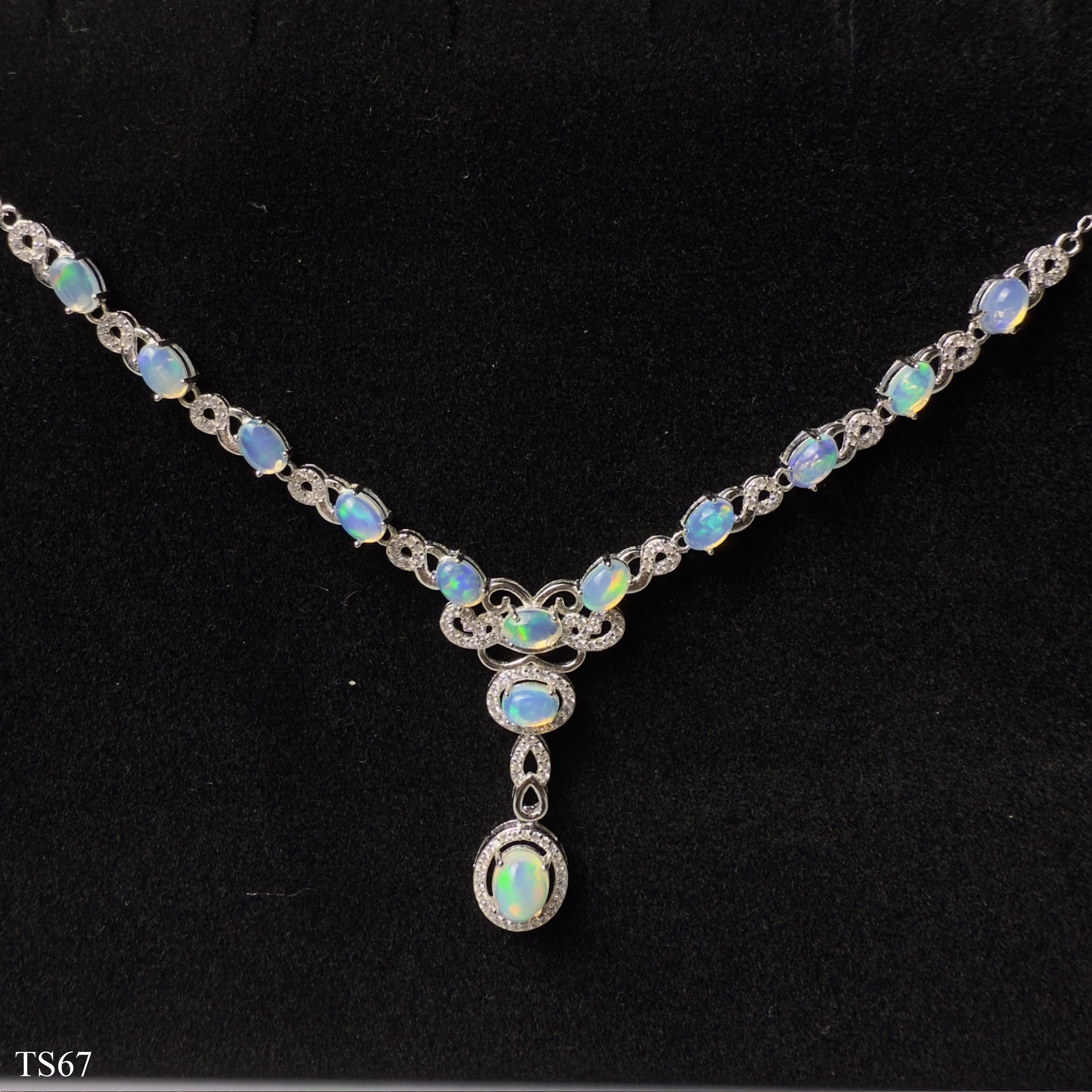 Dây chuyền bạc 925 nữ cabochon opaz