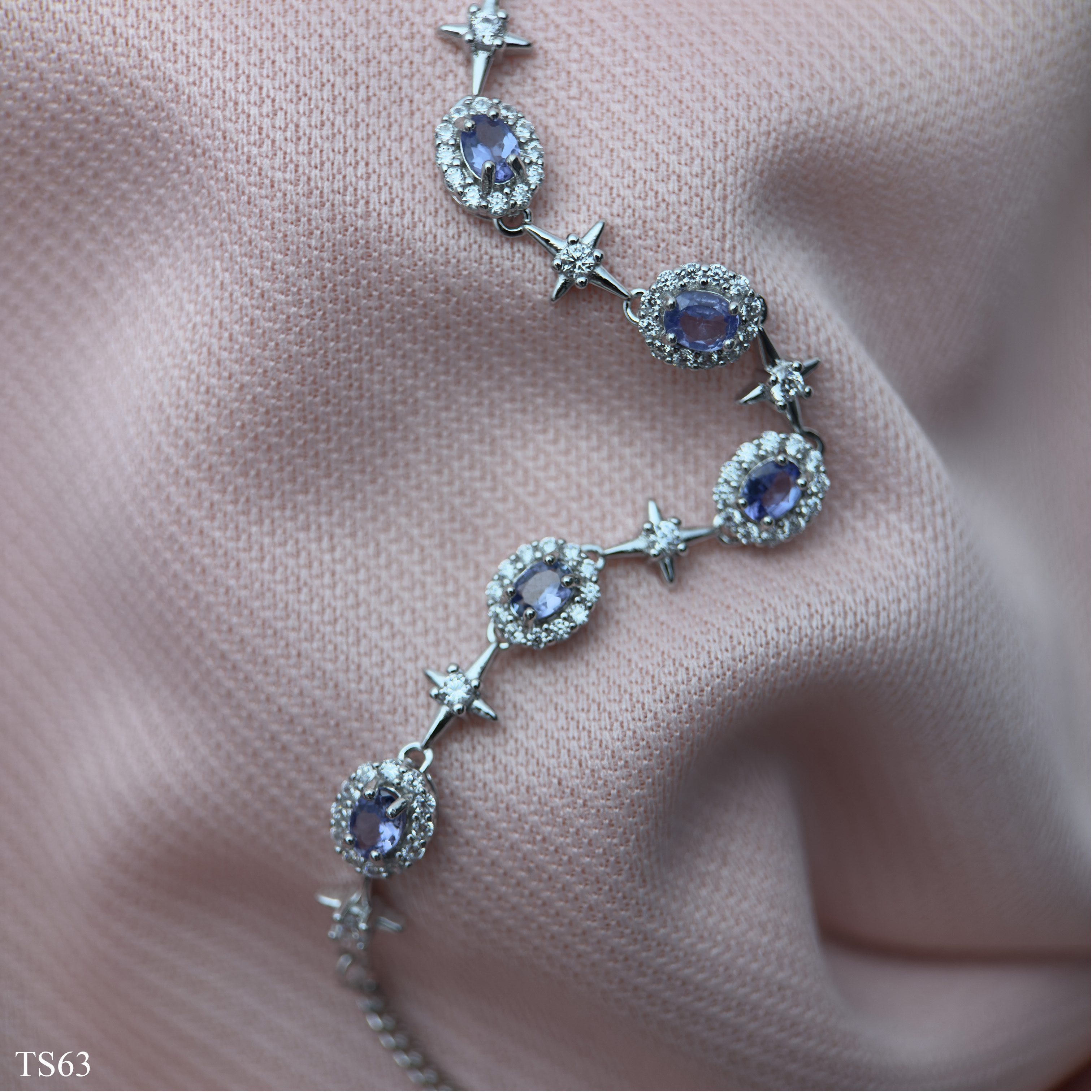 Lắc Bạc 925 Nữ Đính Đá Tanzanite Tự Nhiên Cao Cấp