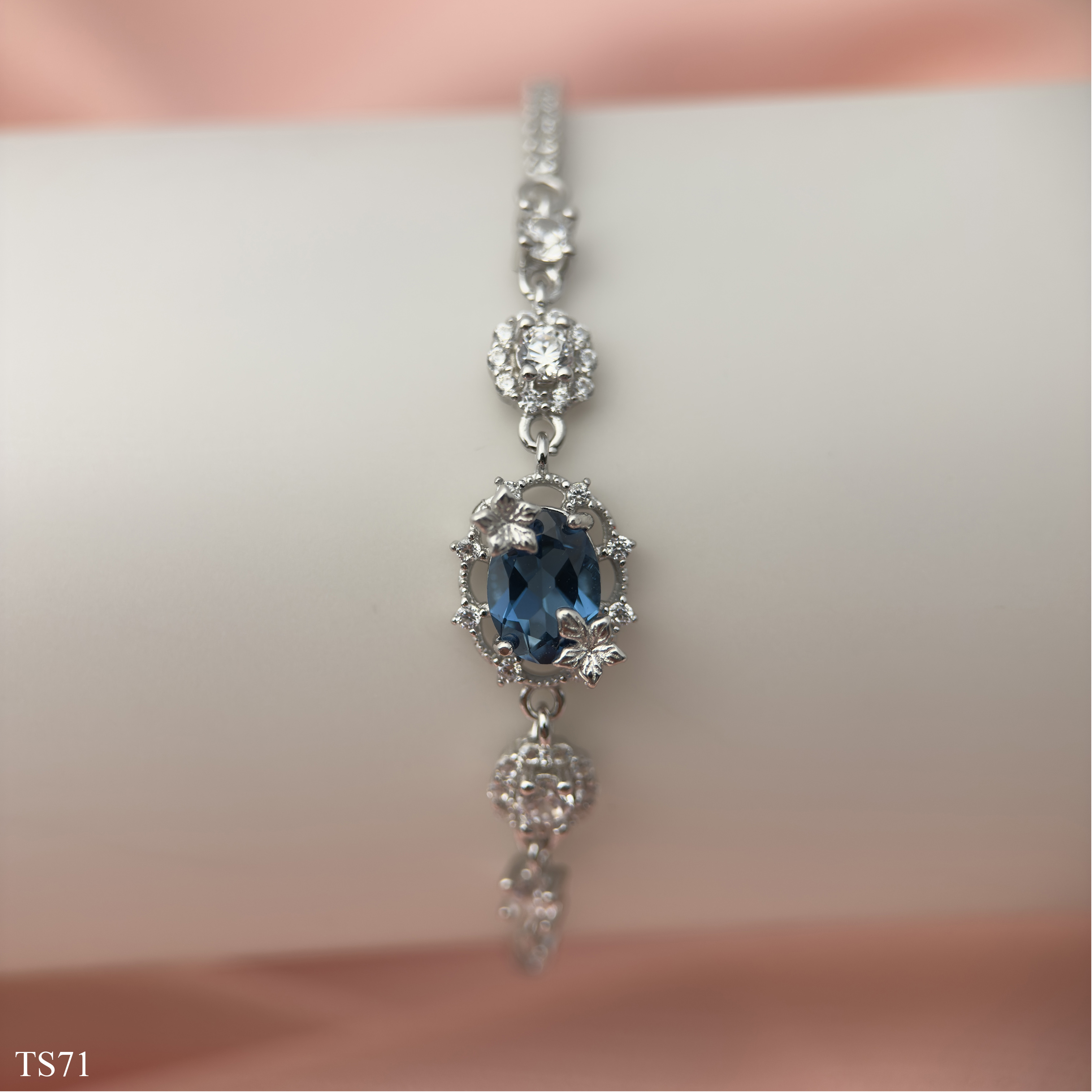 Lắc Bạc 925 Nữ Đính Đá Topaz Xanh Blue