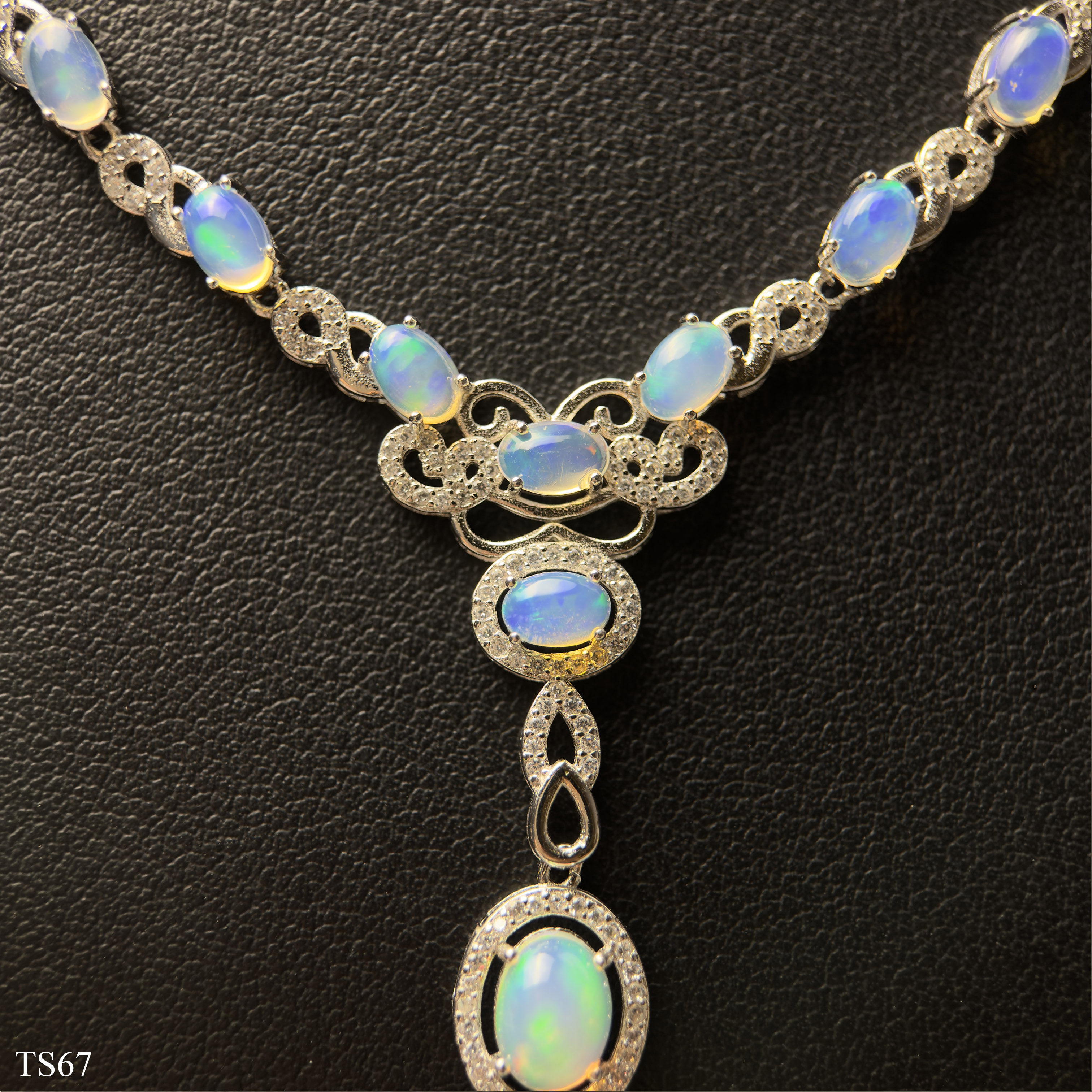 Dây chuyền bạc 925 nữ cabochon opaz