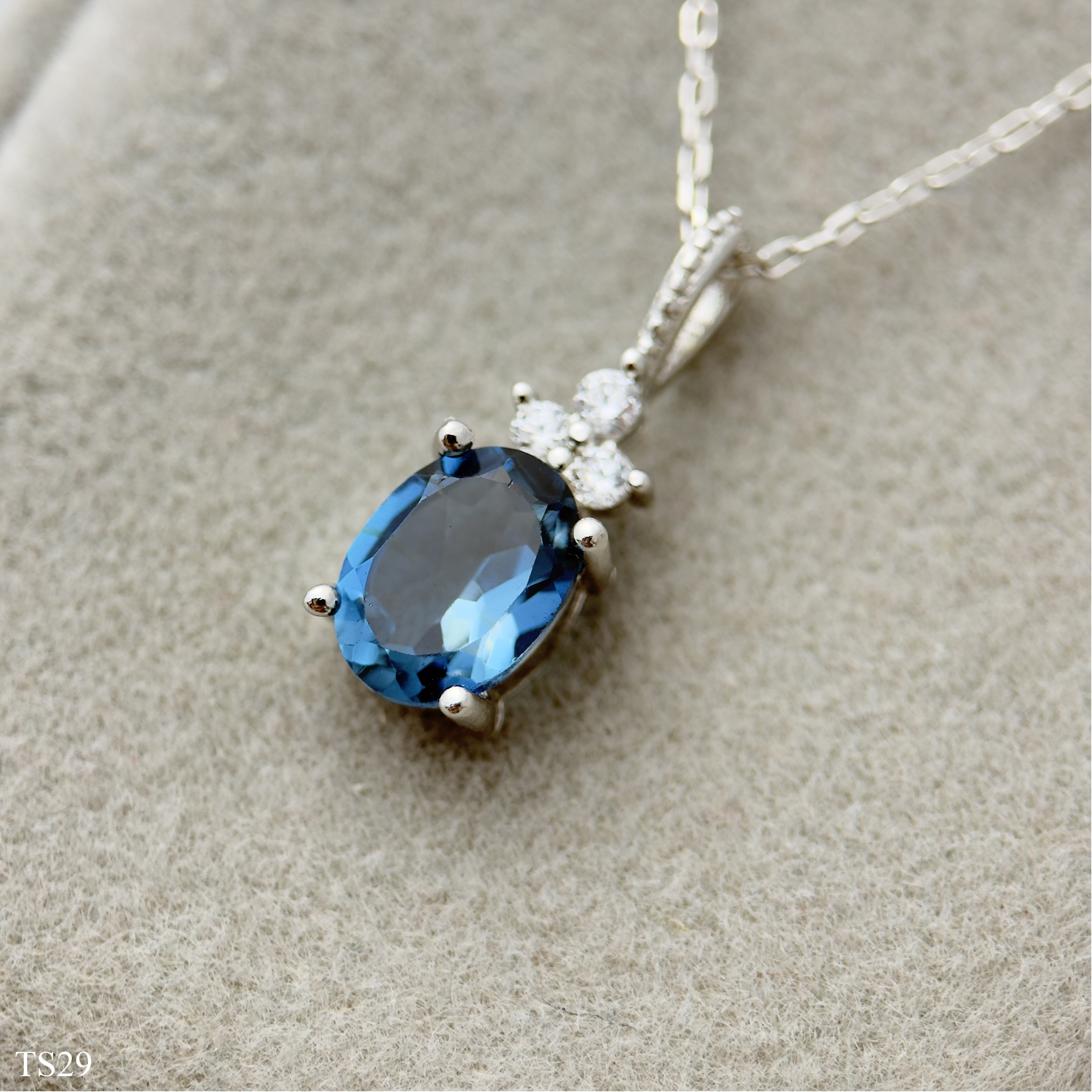 Dây Chuyền Bạc 925 Phụ Kiện Đính Đá Topaz Xanh Cho Nữ