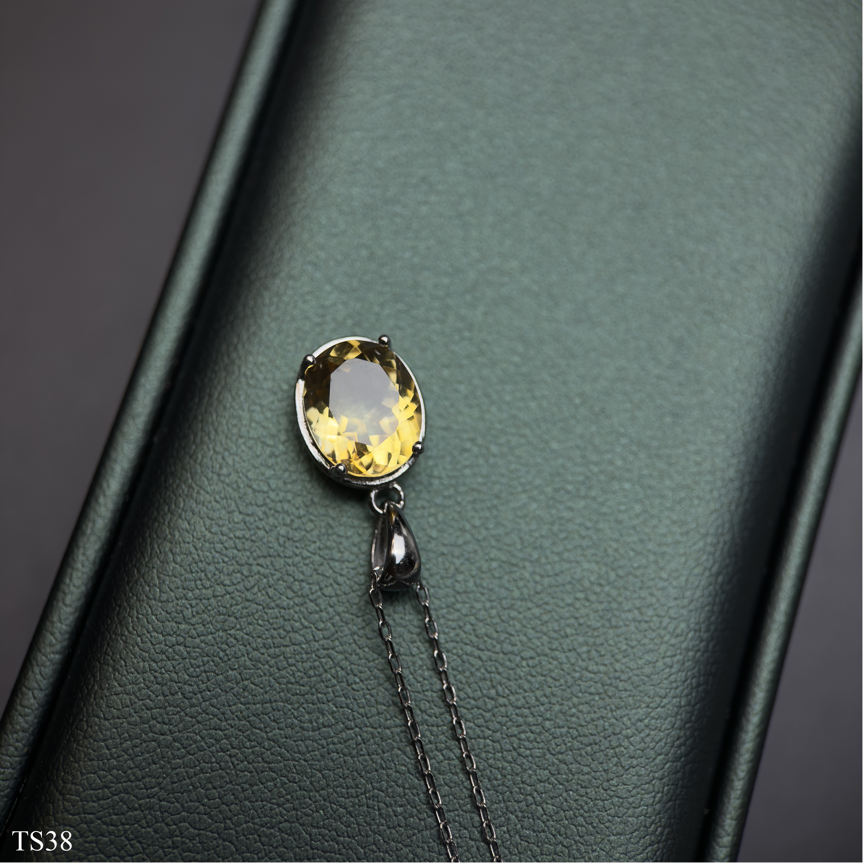 Dây Chuyền Bạc 925 Nữ Đính Đá Citrin Thạch Anh Vàng Tự Nhiên