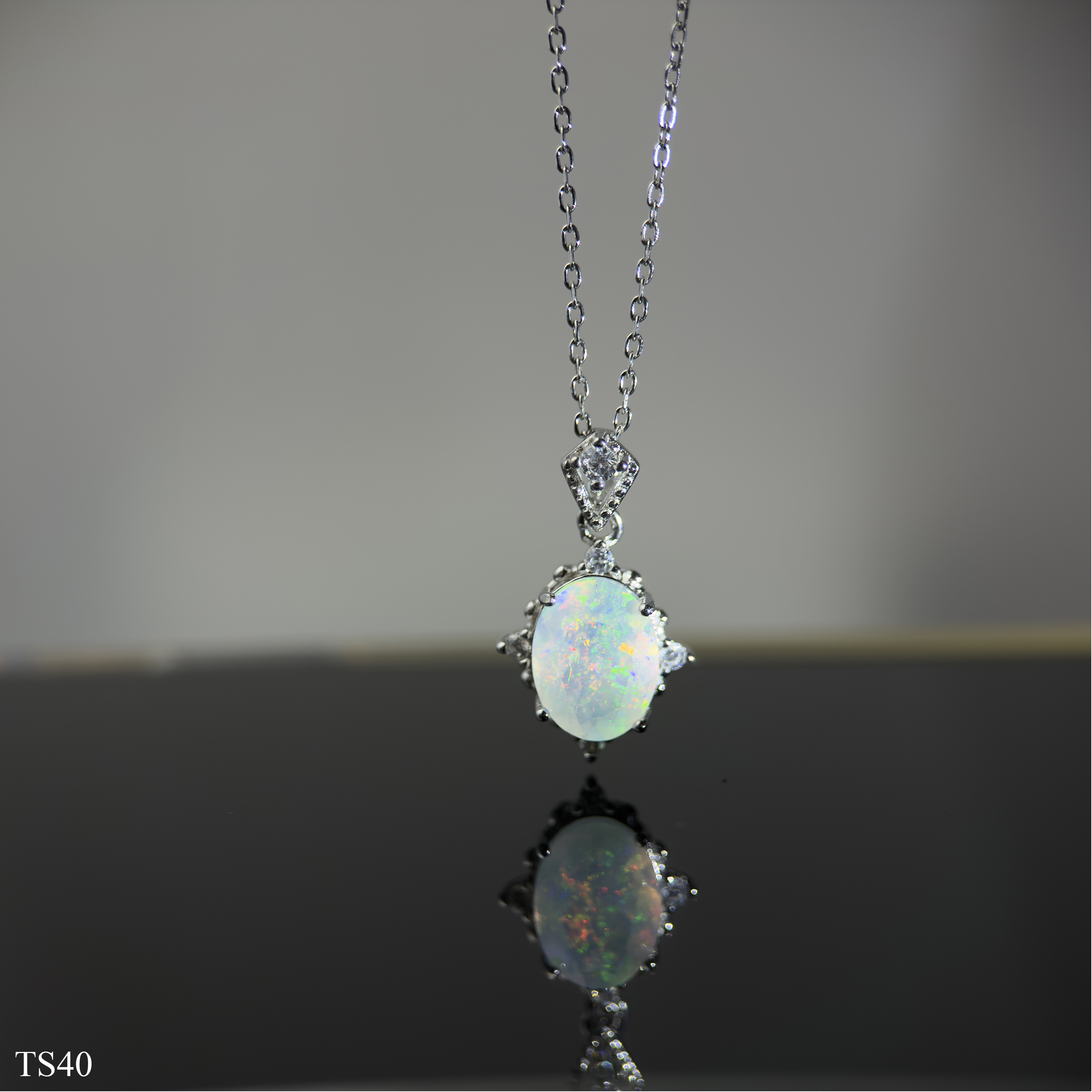 Dây chuyền bạc 925 nữ trang sức đính đá opal