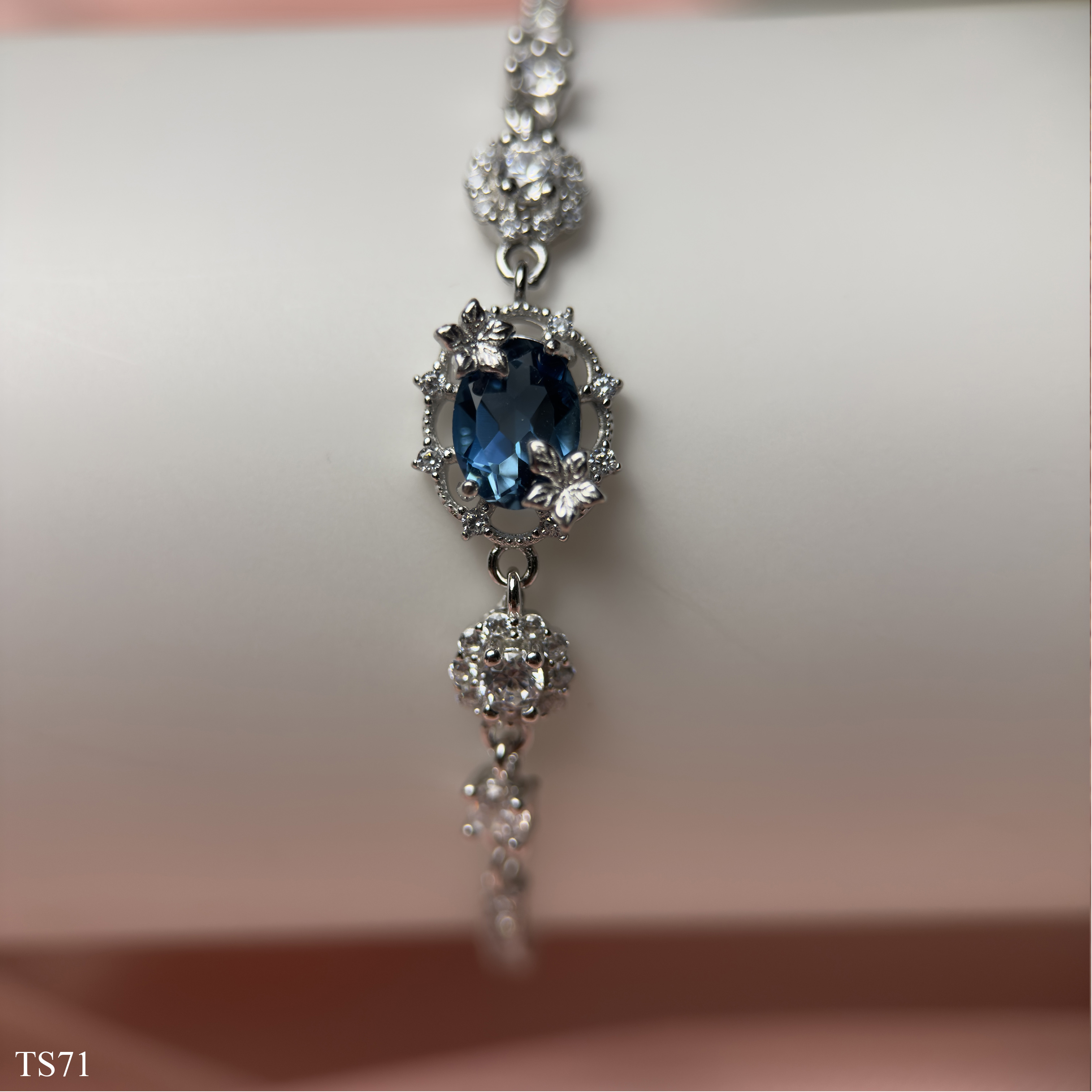 Lắc Bạc 925 Nữ Đính Đá Topaz Xanh Blue