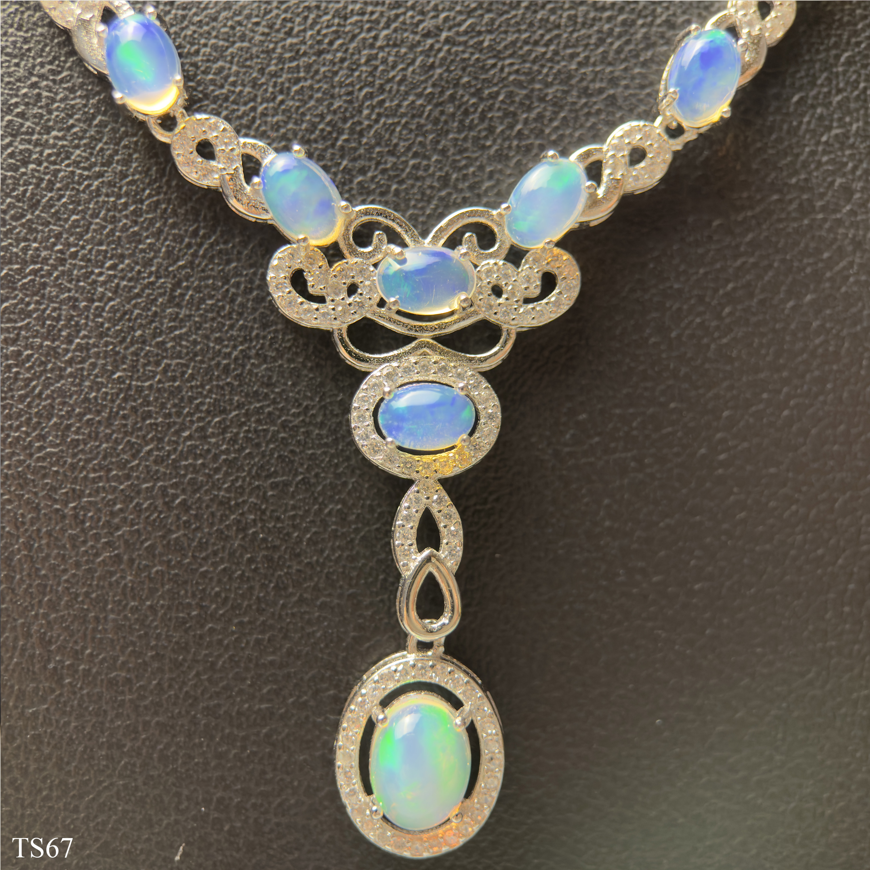 Dây chuyền bạc 925 nữ cabochon opaz