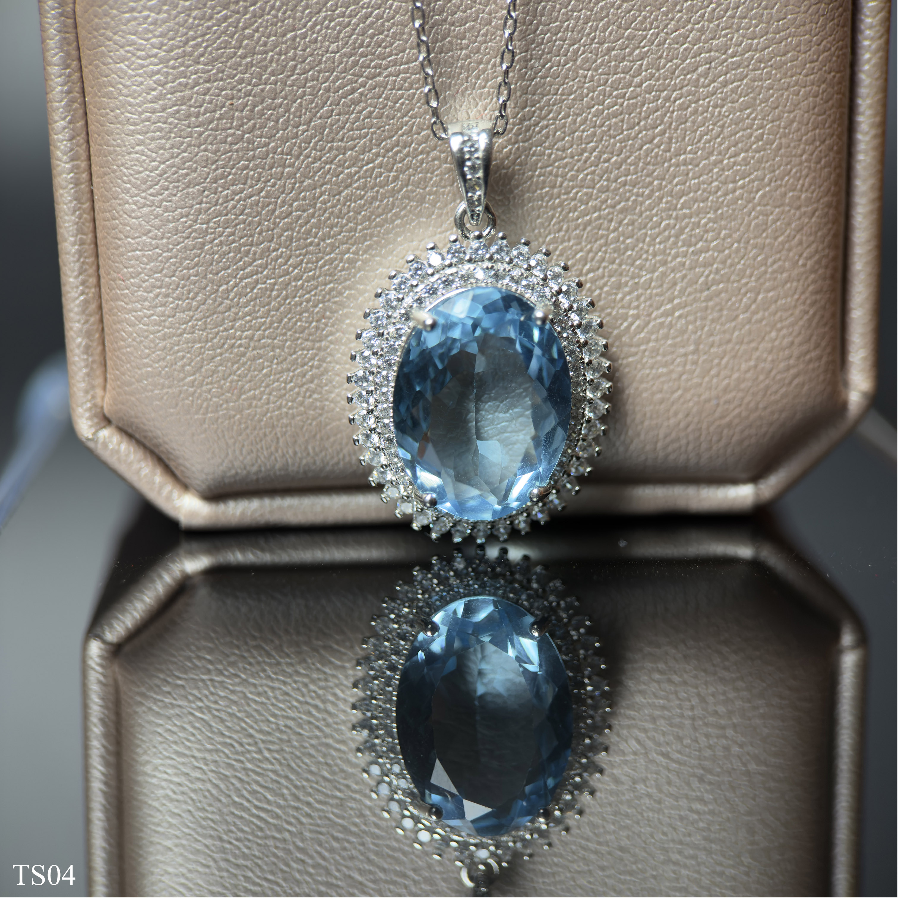 Dây chuyền bạc 925 nữ đính đá Topaz xanh tự nhiên