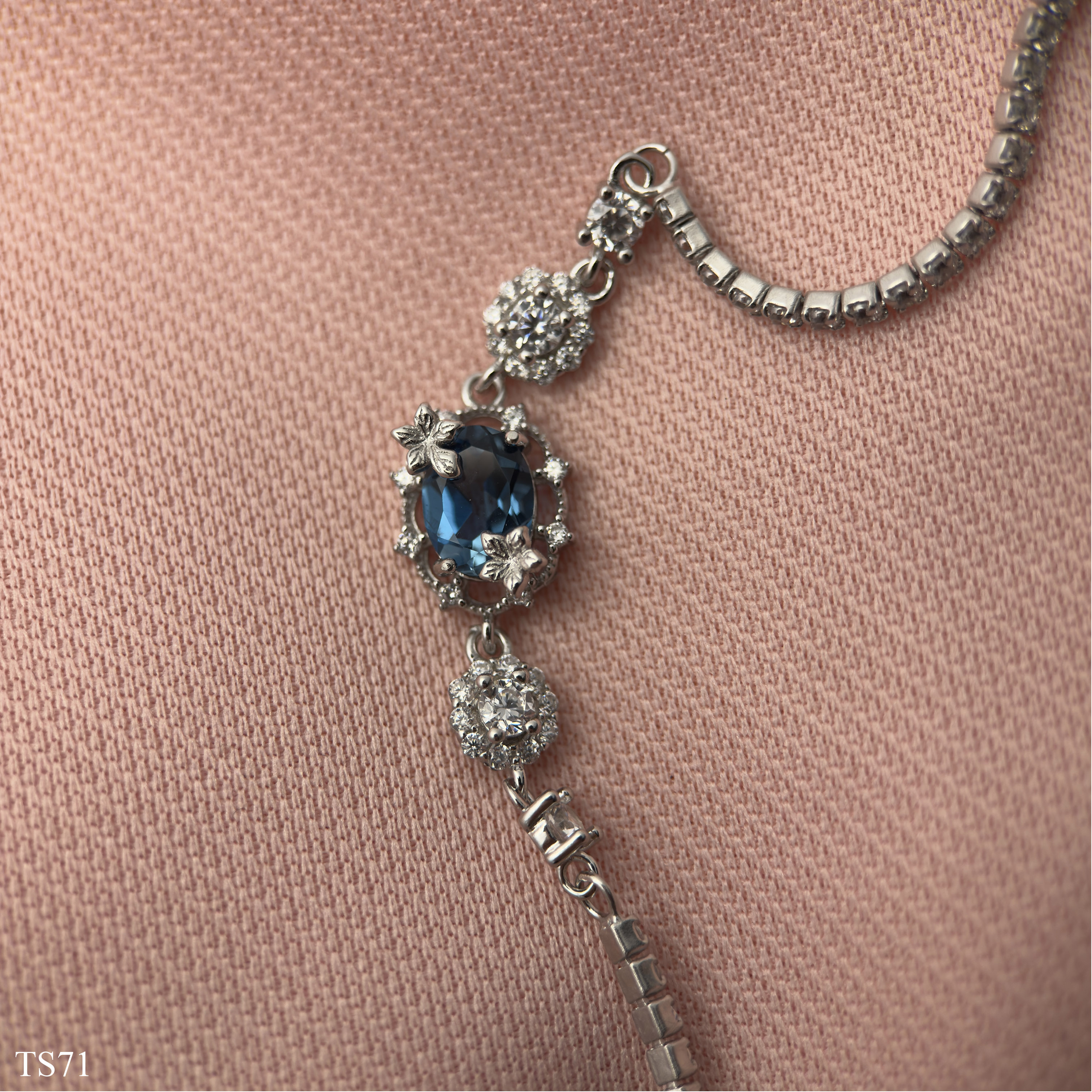 Lắc Bạc 925 Nữ Đính Đá Topaz Xanh Blue