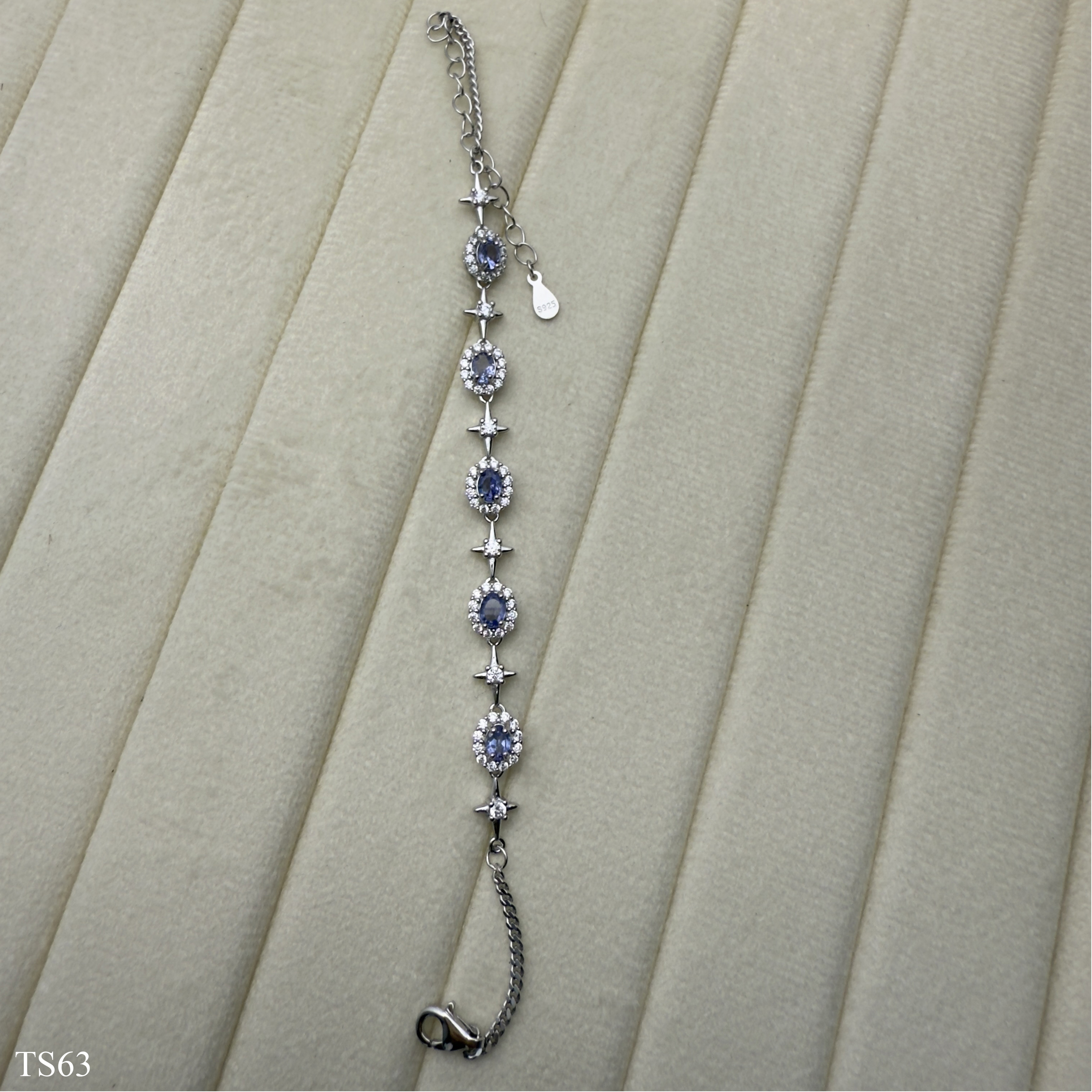 Lắc Bạc 925 Nữ Đính Đá Tanzanite Tự Nhiên Cao Cấp