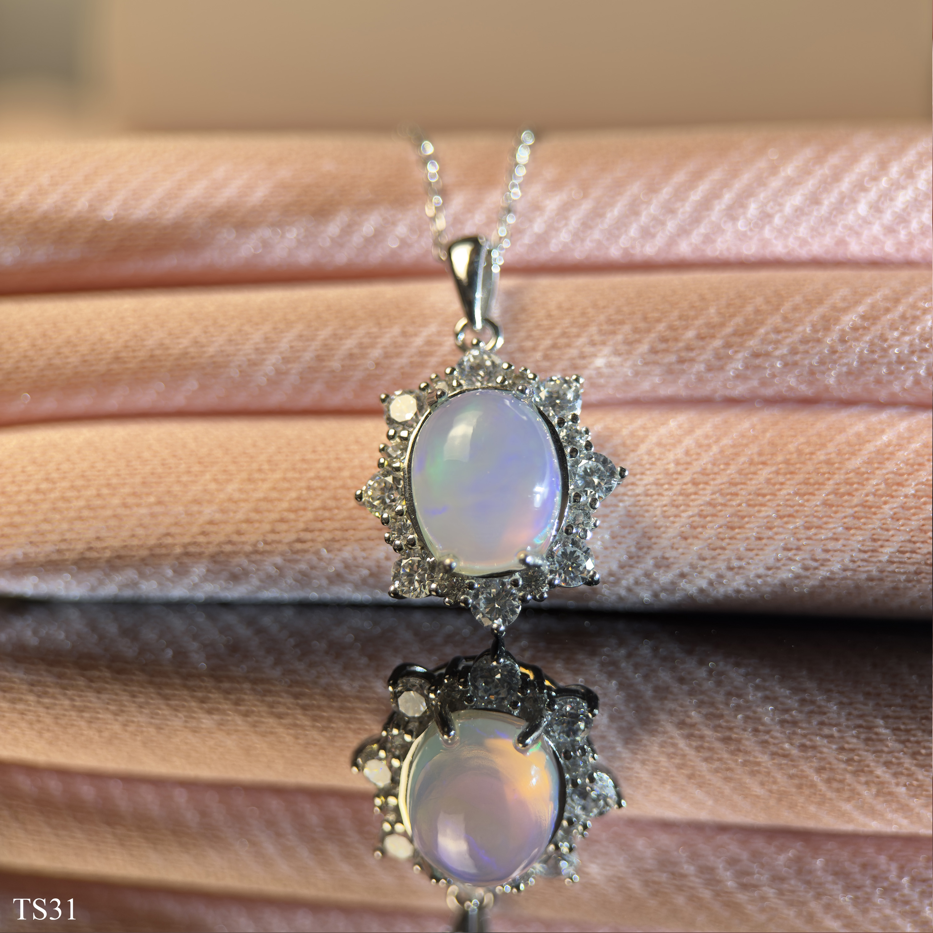 Dây Chuyền Bạc 925 Nữ Đính Đá Opaz Tự Nhiên