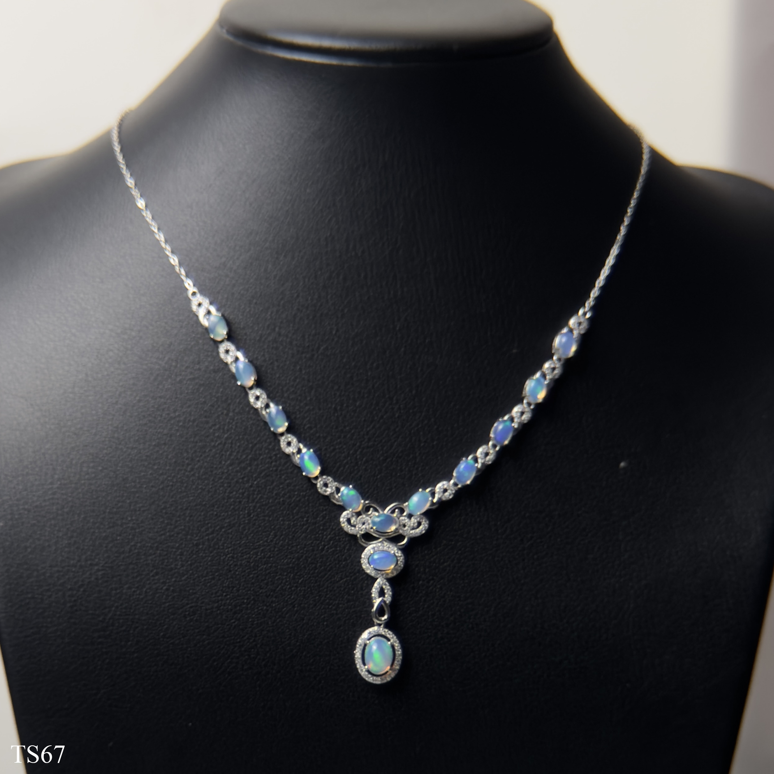 Dây chuyền bạc 925 nữ cabochon opaz