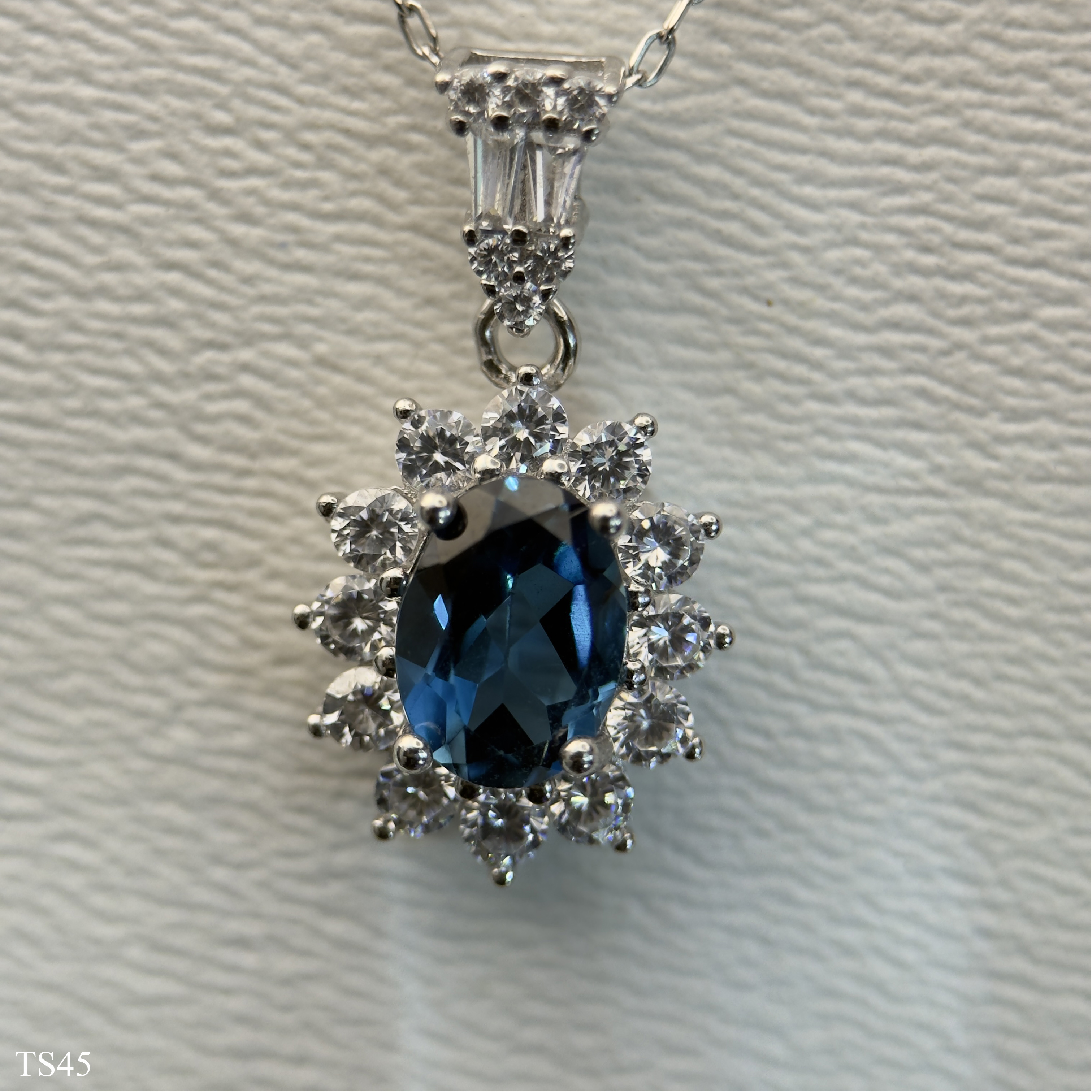 Dây chuyền bạc 925 nữ trang trí đá topaz tự nhiên