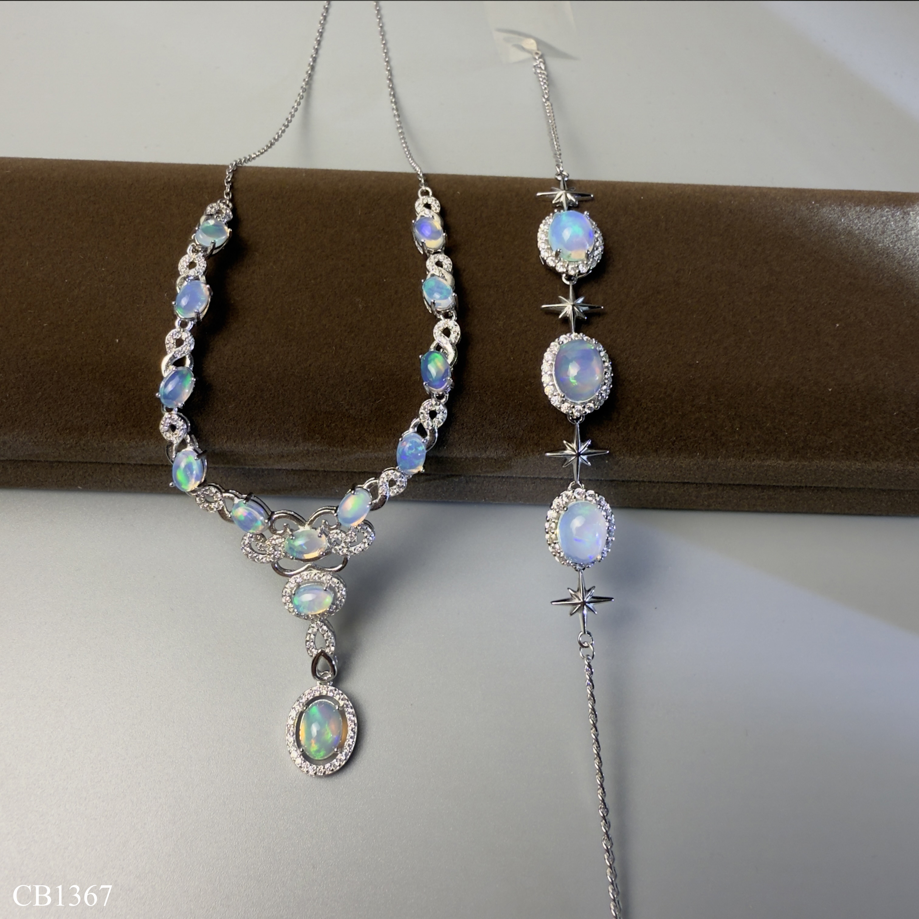Bộ Trang Sức Opal Bạc 925 Cao Cấp - Lắc Tay và Dây Chuyền