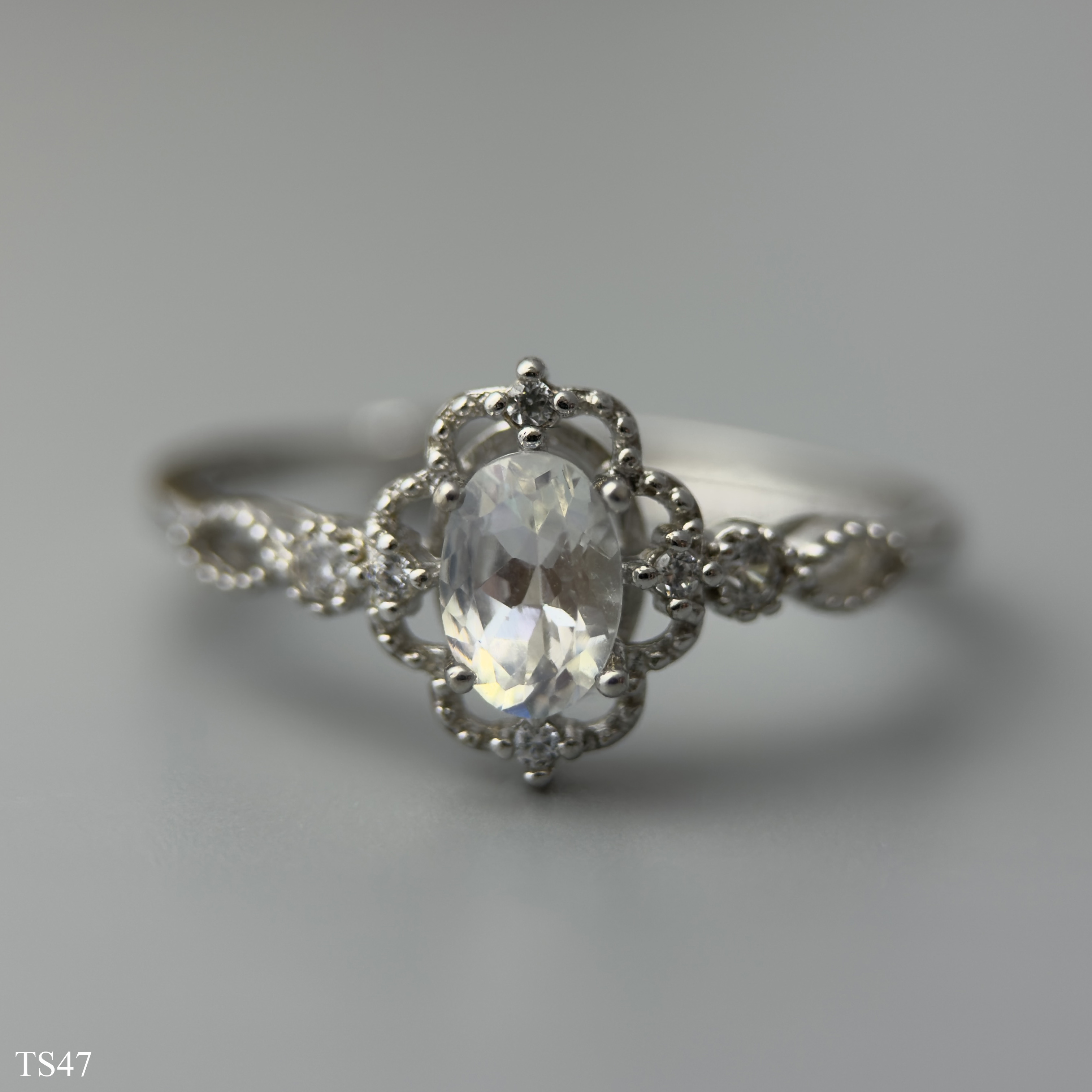 Nhẫn Bạc 925 Nữ Freesize Đá Mặt Trăng Moonstone