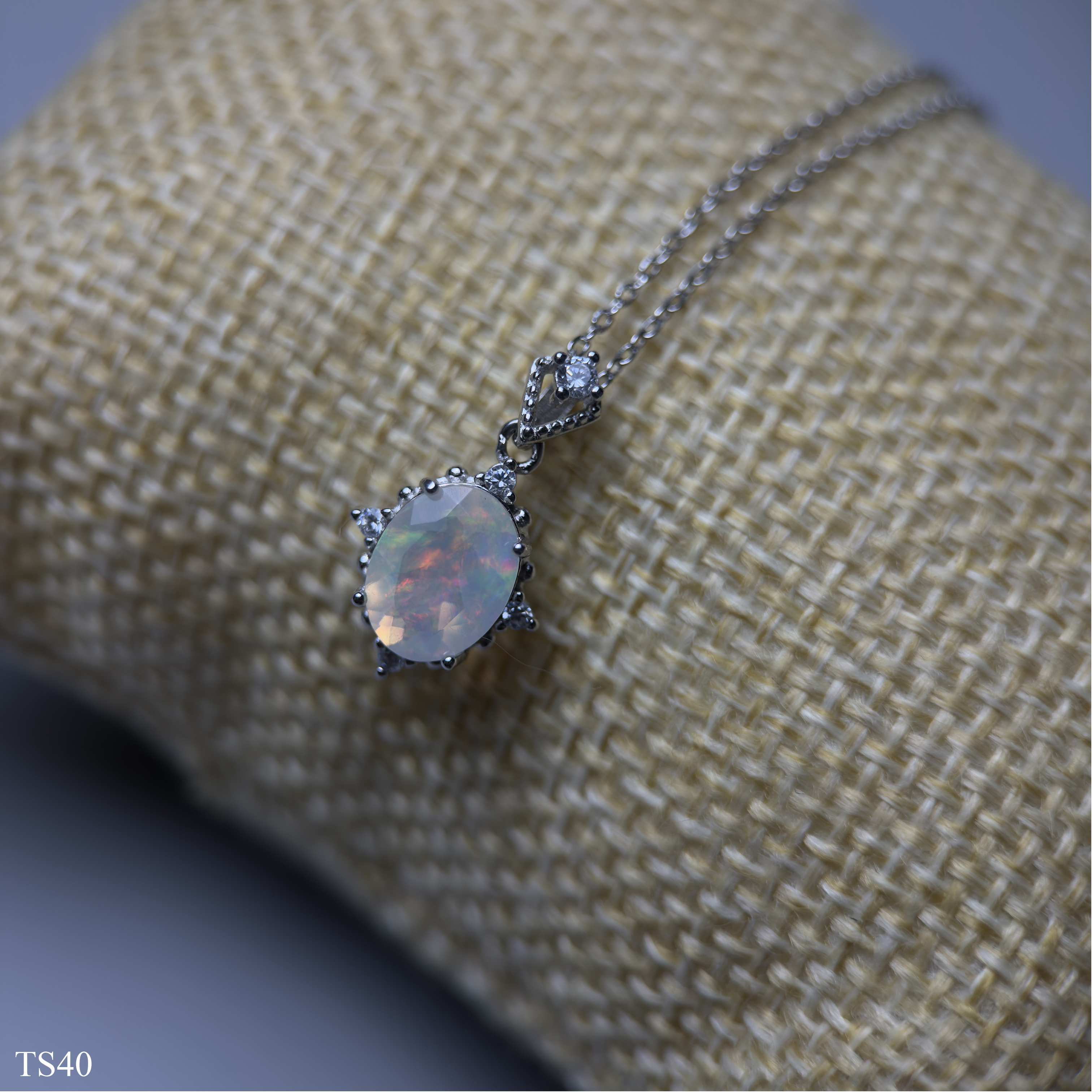 Dây chuyền bạc 925 nữ trang sức đính đá opal