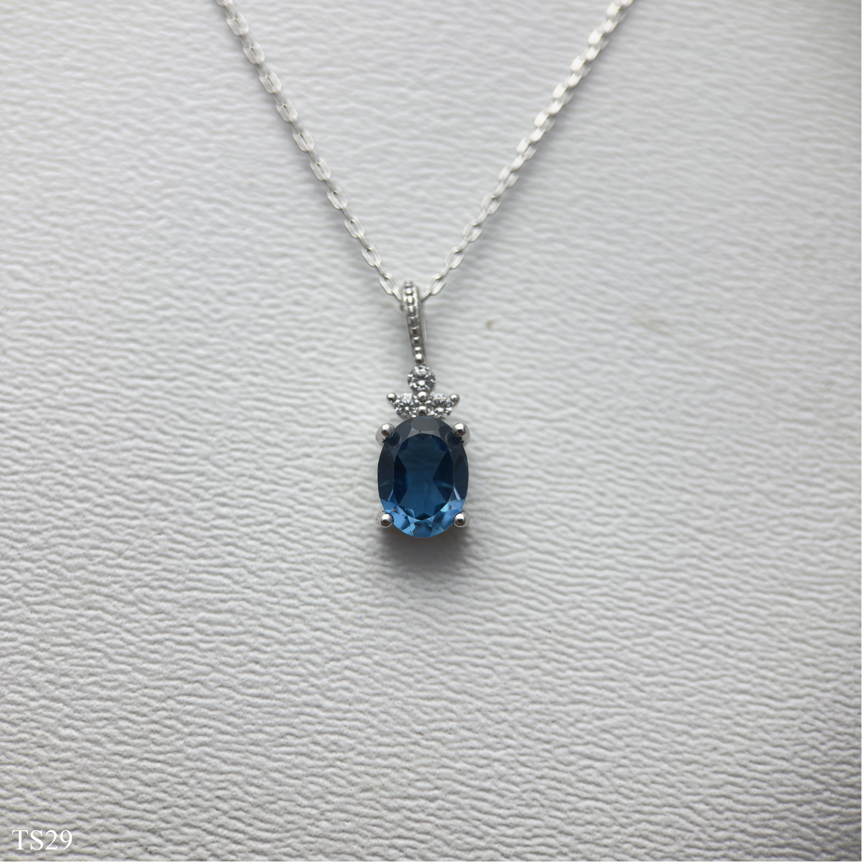 Dây Chuyền Bạc 925 Phụ Kiện Đính Đá Topaz Xanh Cho Nữ