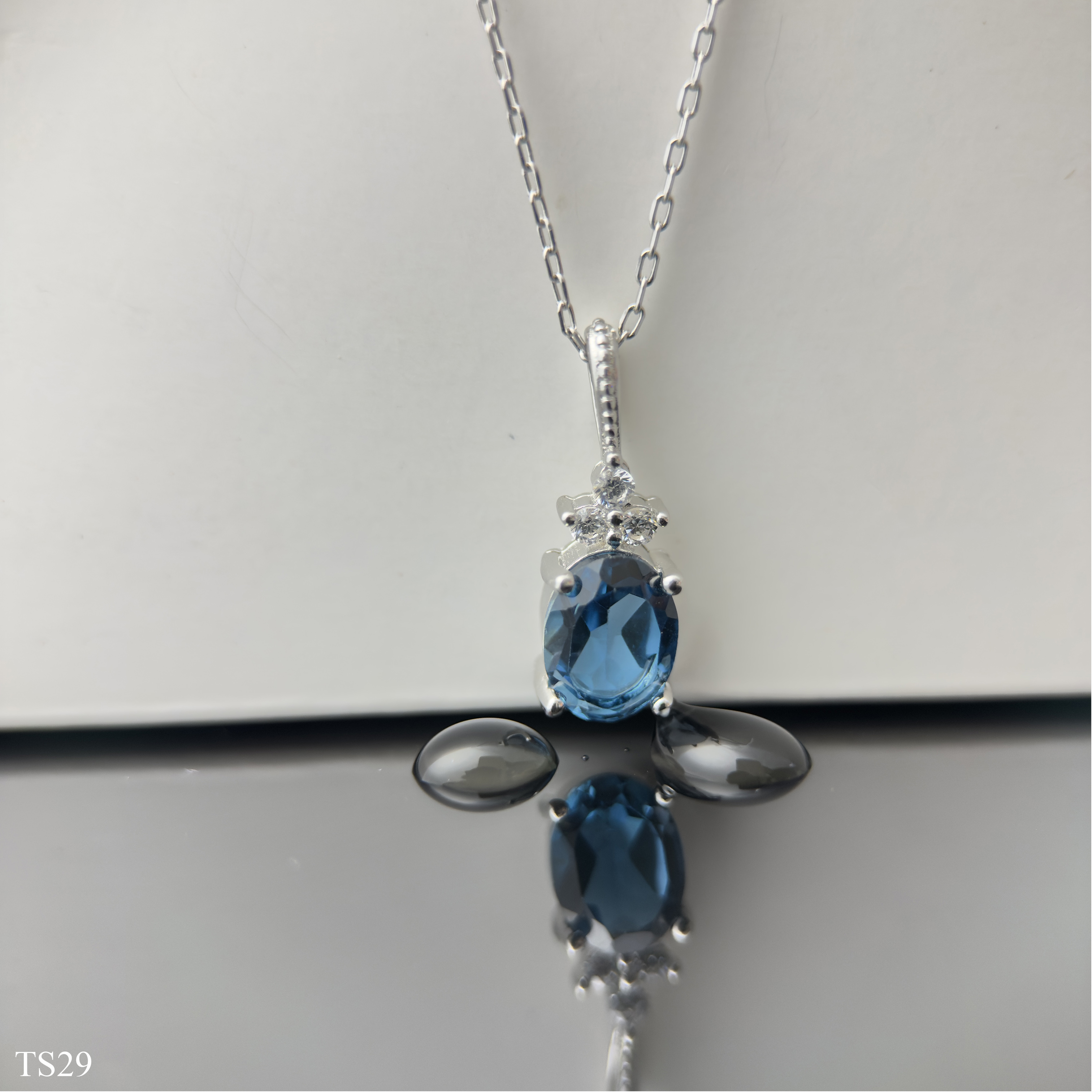 Dây Chuyền Bạc 925 Phụ Kiện Đính Đá Topaz Xanh Cho Nữ