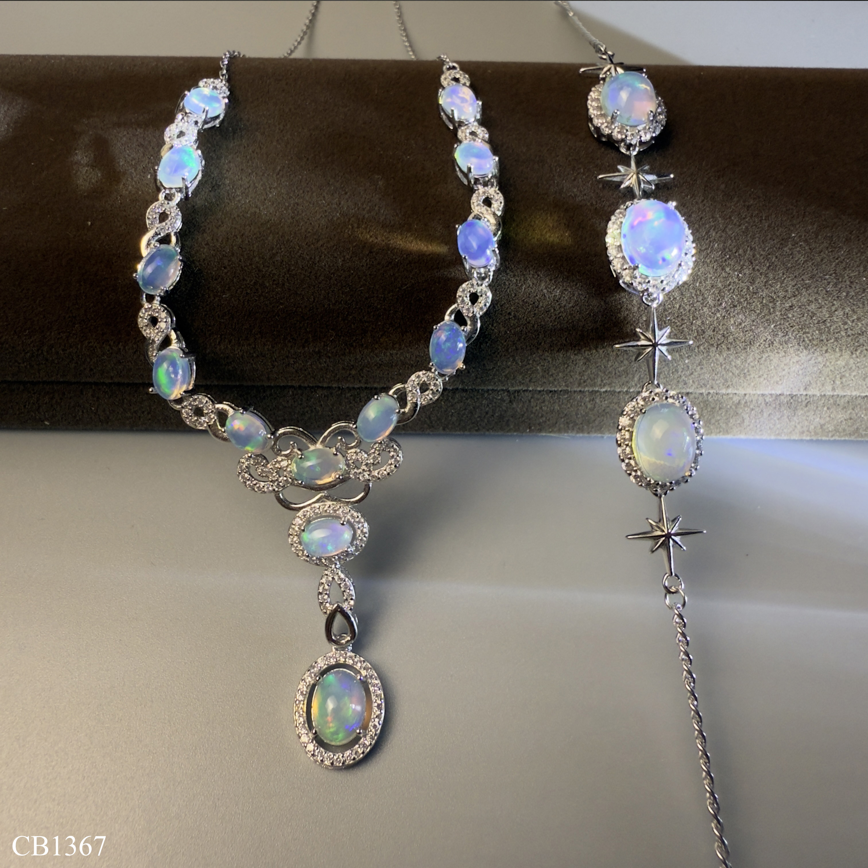 Bộ Trang Sức Opal Bạc 925 Cao Cấp - Lắc Tay và Dây Chuyền