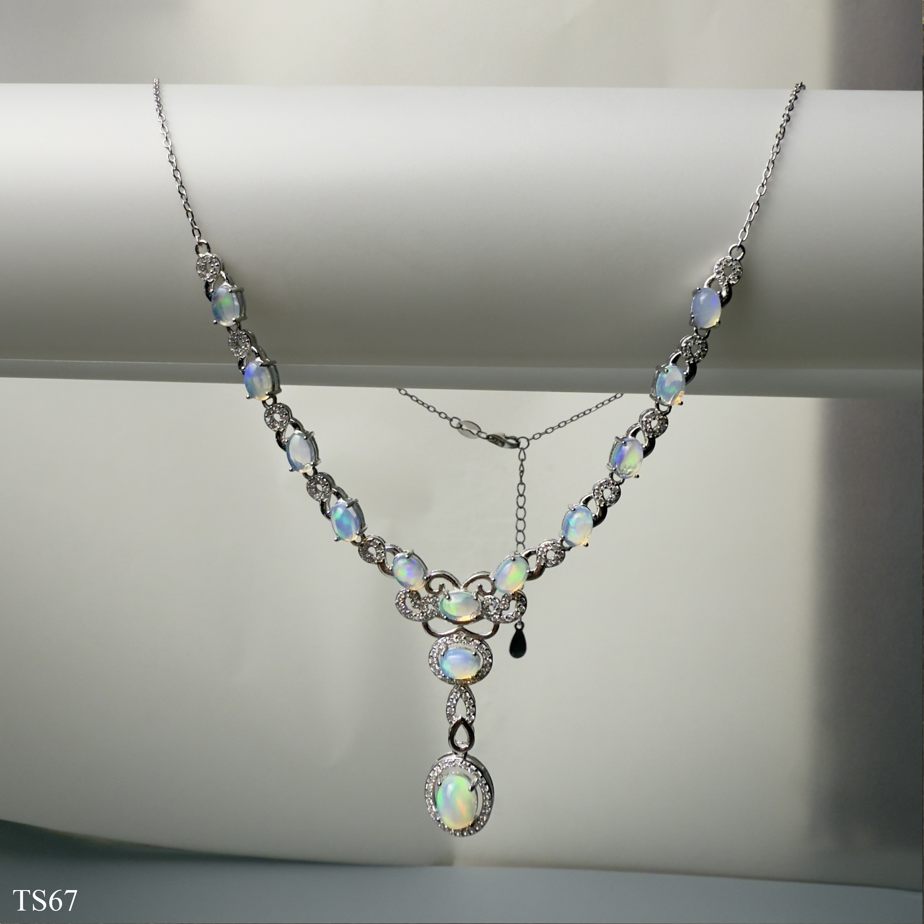 Dây chuyền bạc 925 nữ cabochon opaz