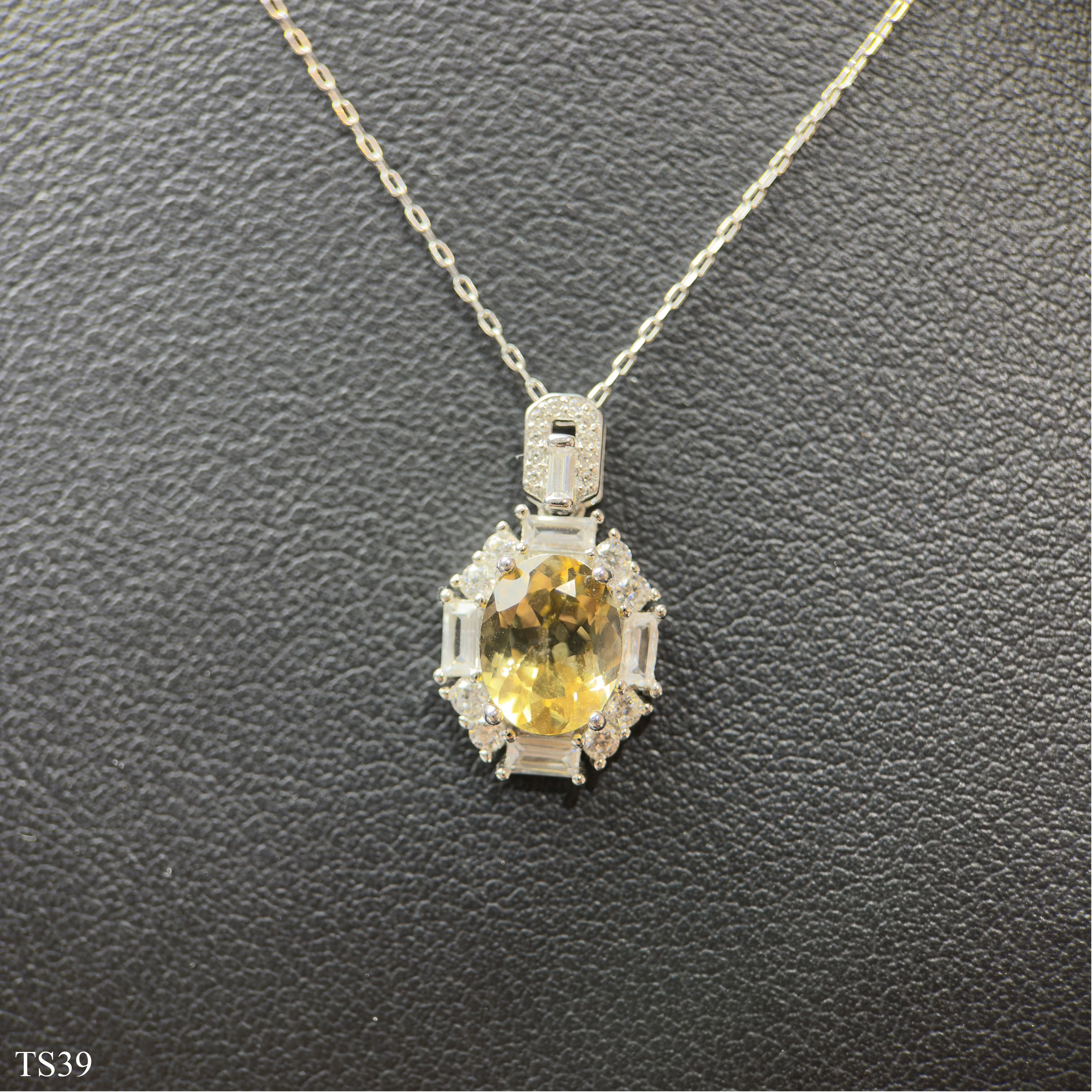 Dây chuyền bạc 925 nữ với đá citrin cắt giác facet