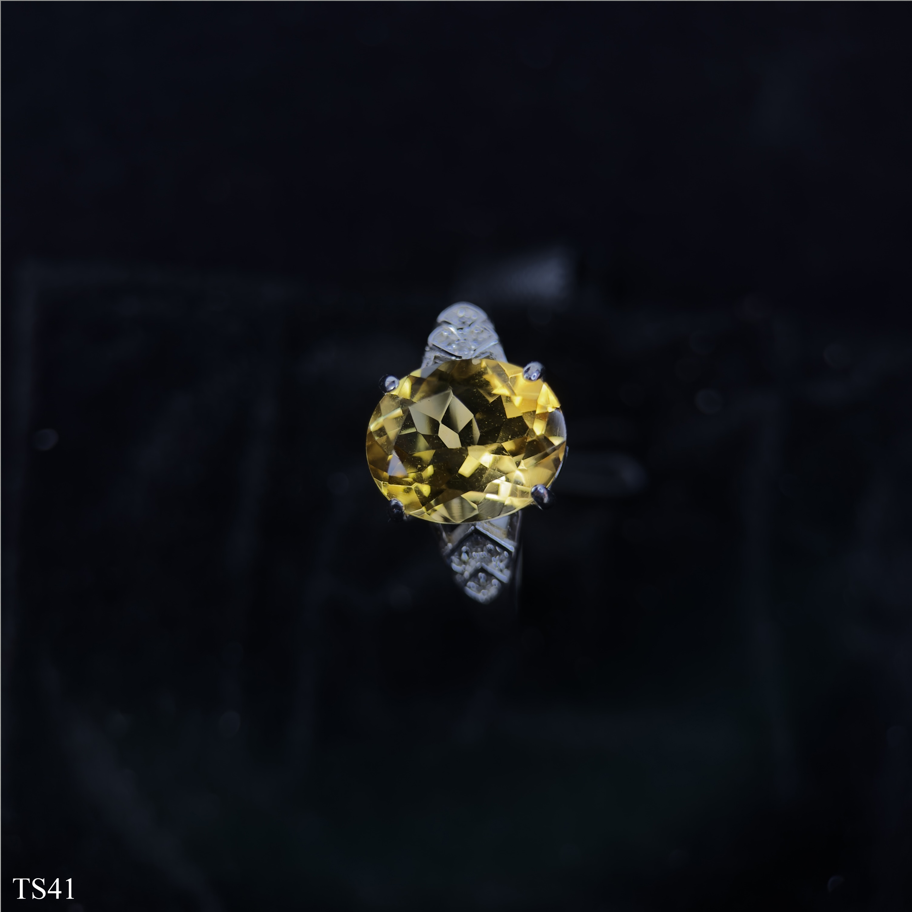 Nhẫn Nữ Bạc 925 Citrin Thạch Anh Vàng Tự Nhiên