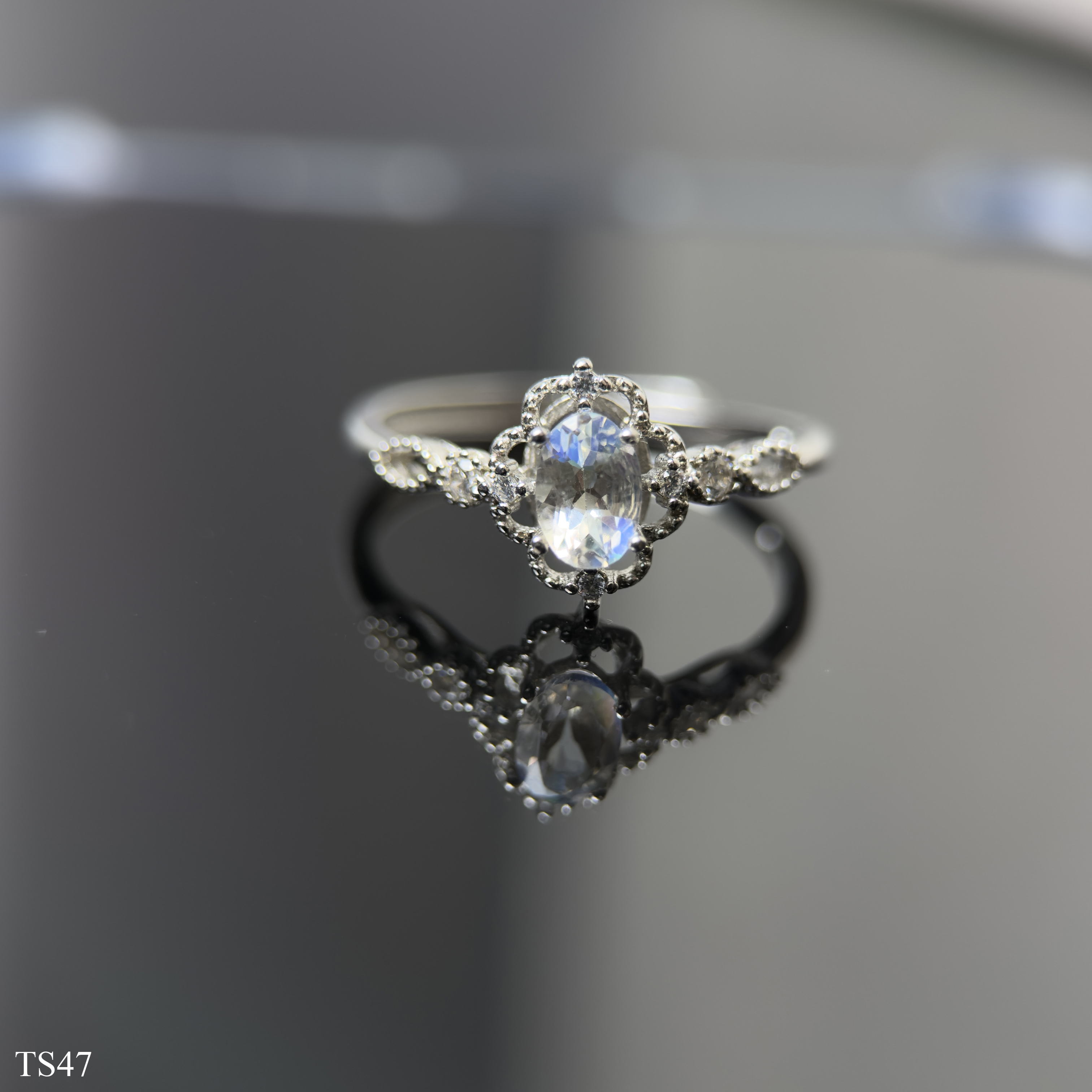 Nhẫn Bạc 925 Nữ Freesize Đá Mặt Trăng Moonstone