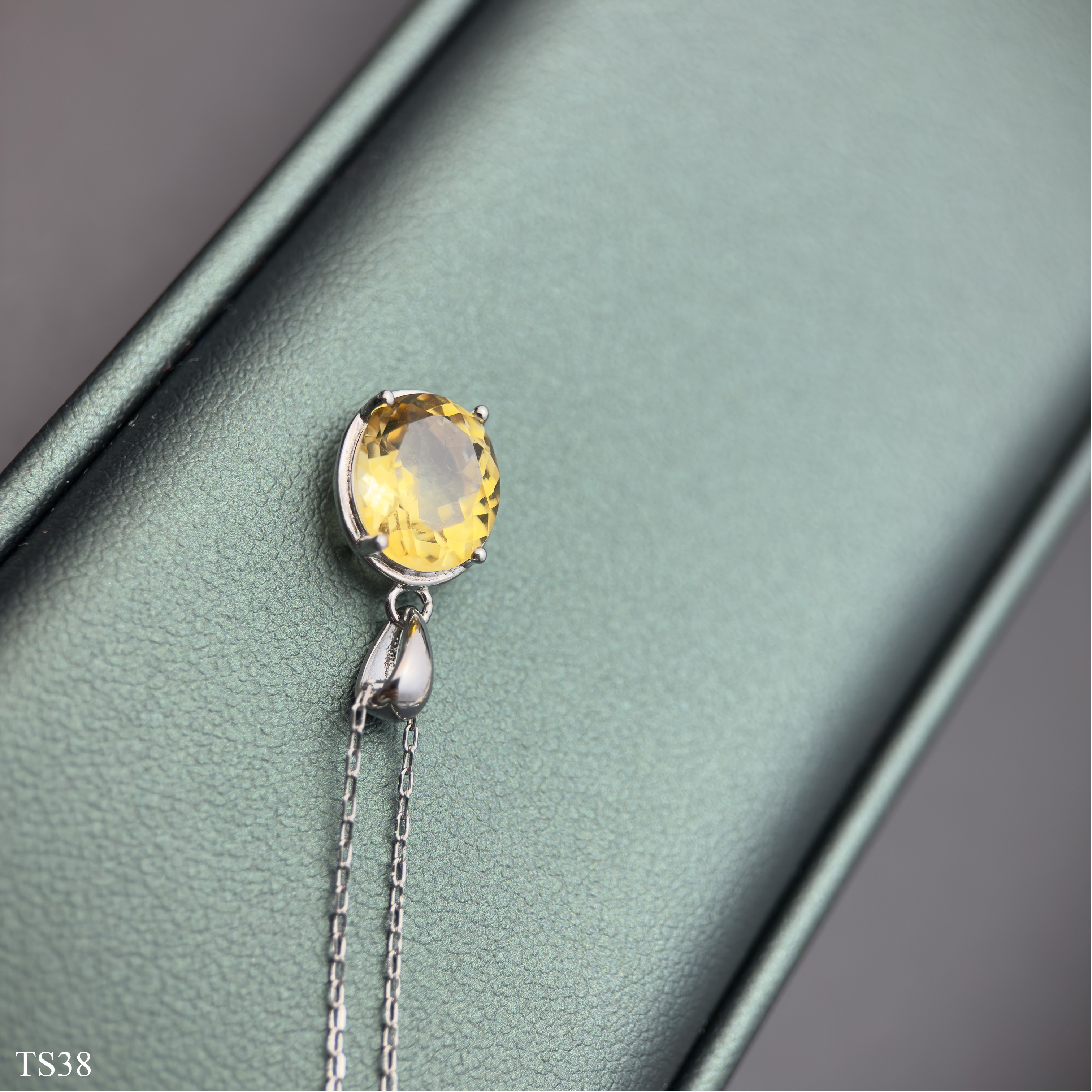 Dây Chuyền Bạc 925 Nữ Đính Đá Citrin Thạch Anh Vàng Tự Nhiên