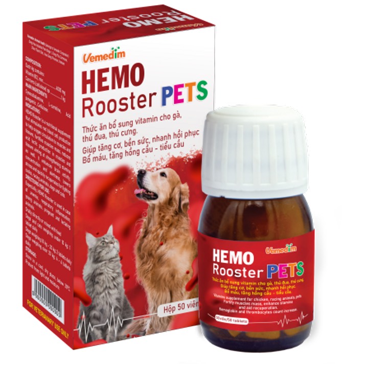 Viên uống Hemo Rooster Pets bổ máu, vitamin cho chó mèo