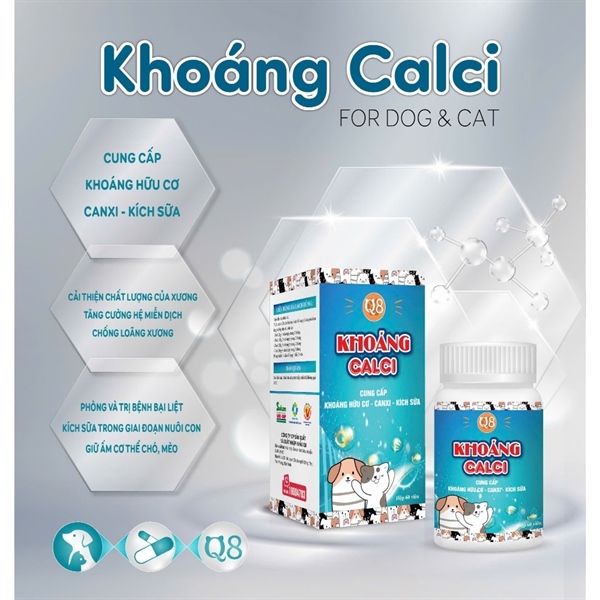 Viên khoáng Canxi cho chó mèo Q8 - 60 viên