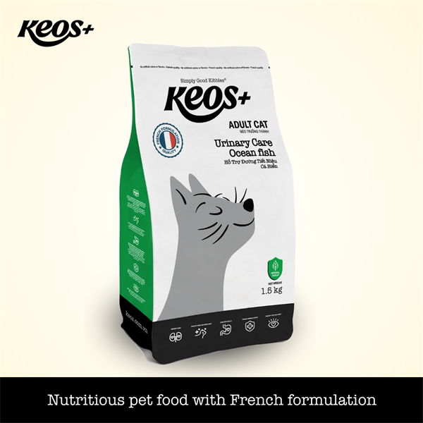Hạt Keos+ - 1.5Kg - hỗ trợ tiết niệu cho mèo, vị cá biển