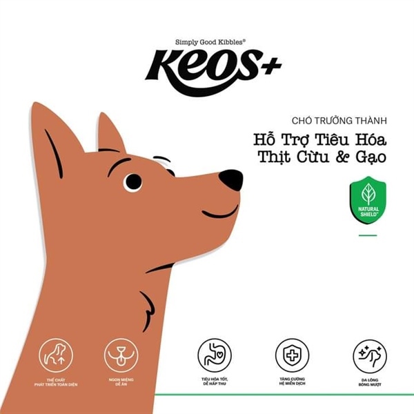 HẠT KEOS Cho Chó Hỗ Trợ Tiêu Hoá Vị Thịt Cừu & Gạo Túi 1.5kg