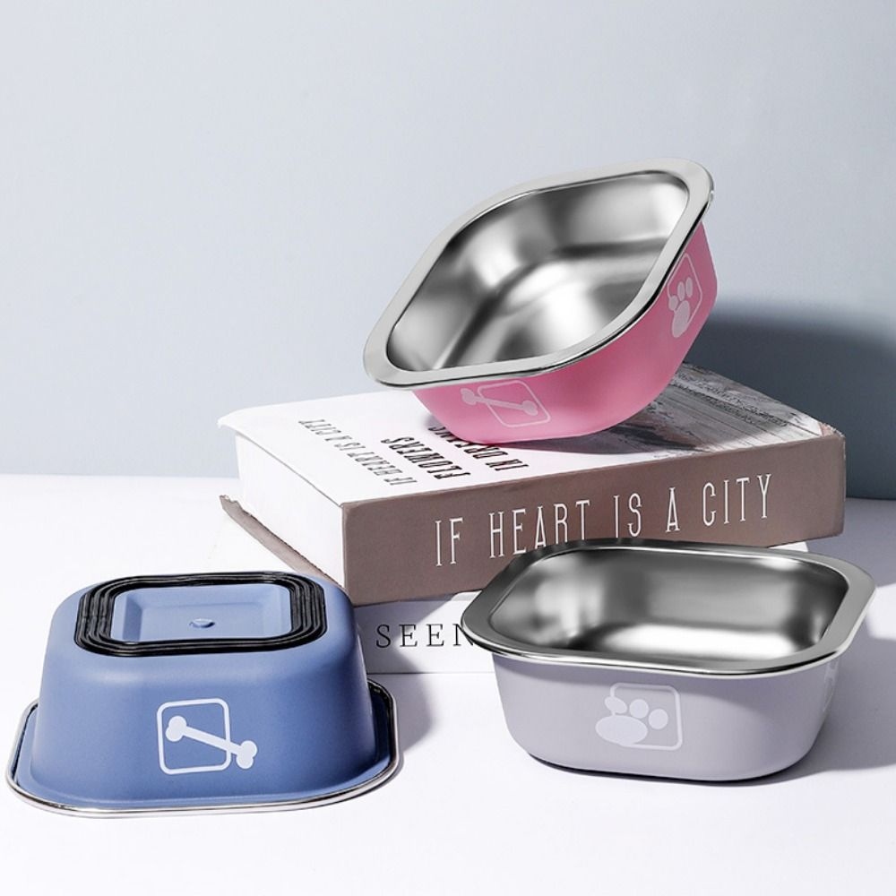 Bát vuông inox in hình bàn chân chống trượt 14cm