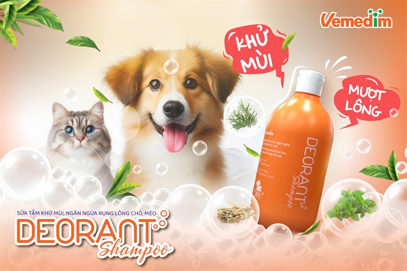 Sữa tắm khử mùi hôi lông, giảm rụng lông cho chó mèo Deorant Shampoo