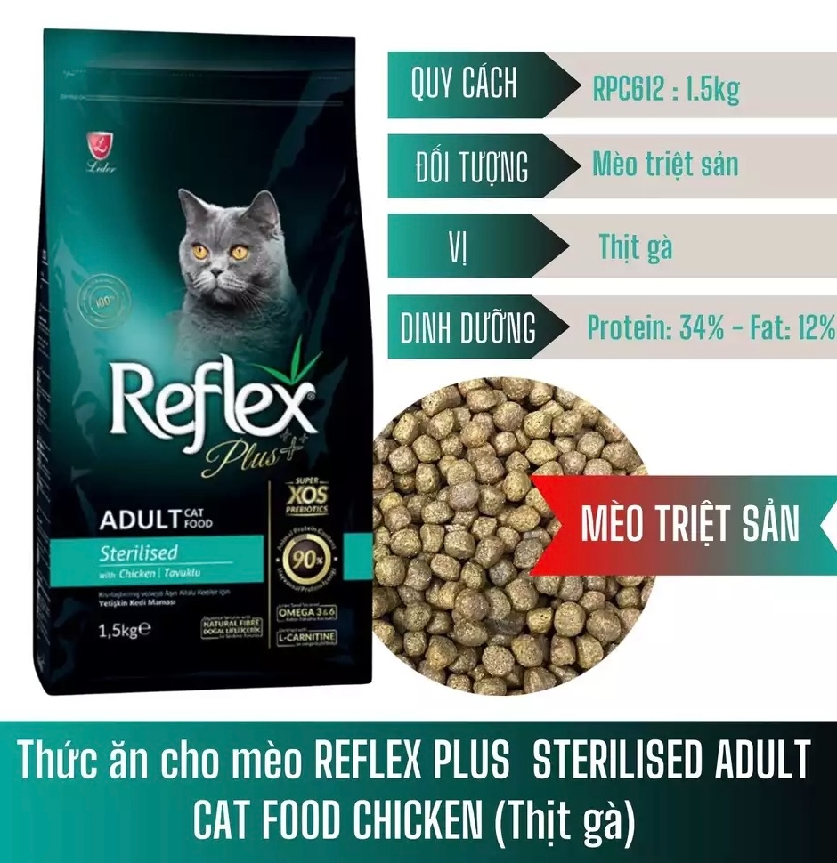 Hạt Reflex Plus Triệt Sản Vị Cá Hồi 1.5kg