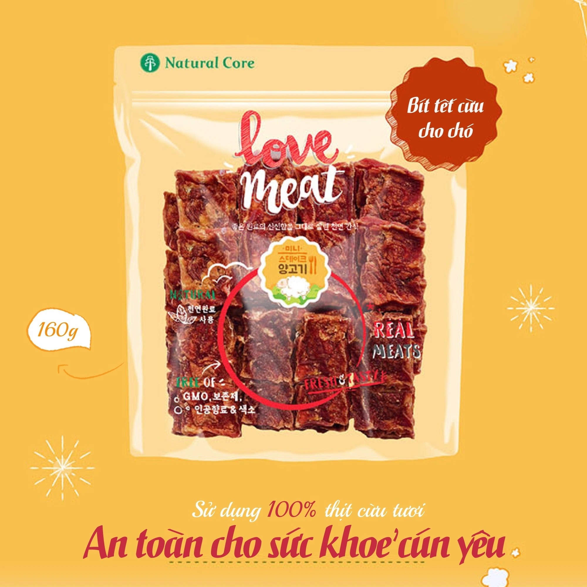 Snack Natural Core - Bít tết cừu - 160g